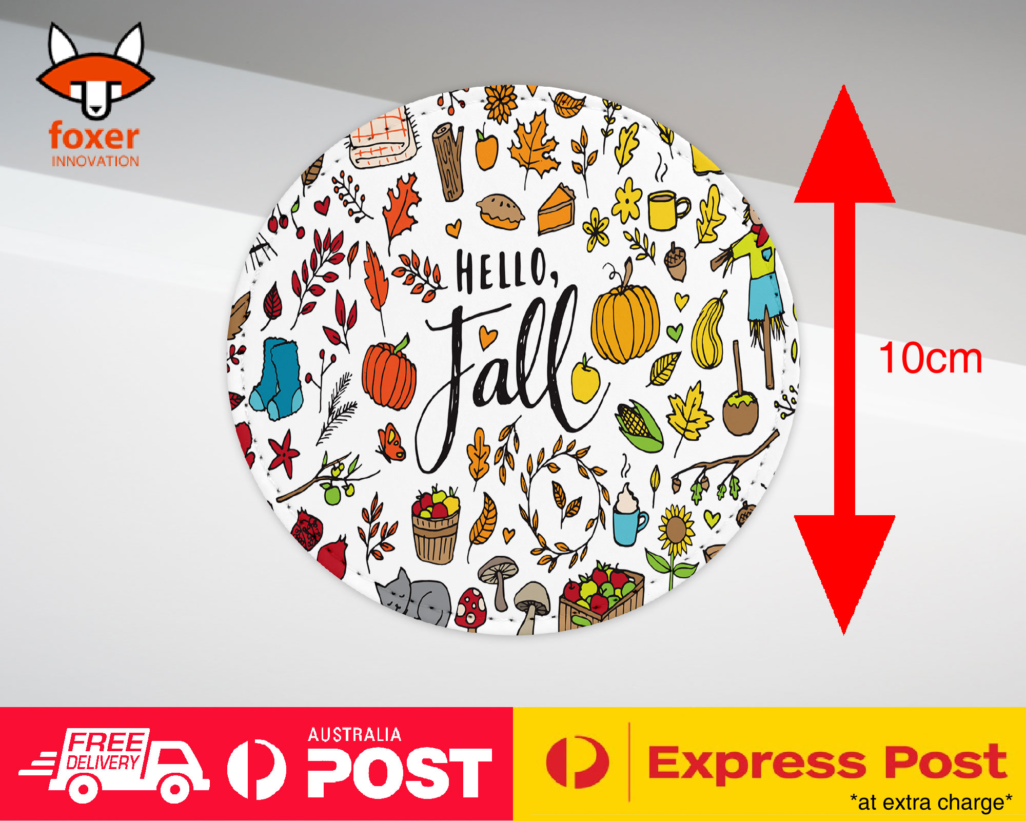 COASTER COFFEE DRINKING MAT|HELLO FALL AUTUMN LEAF COLLAGE