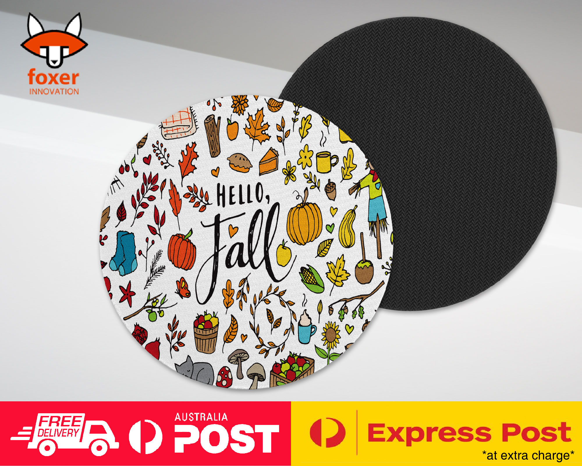 COASTER COFFEE DRINKING MAT|HELLO FALL AUTUMN LEAF COLLAGE