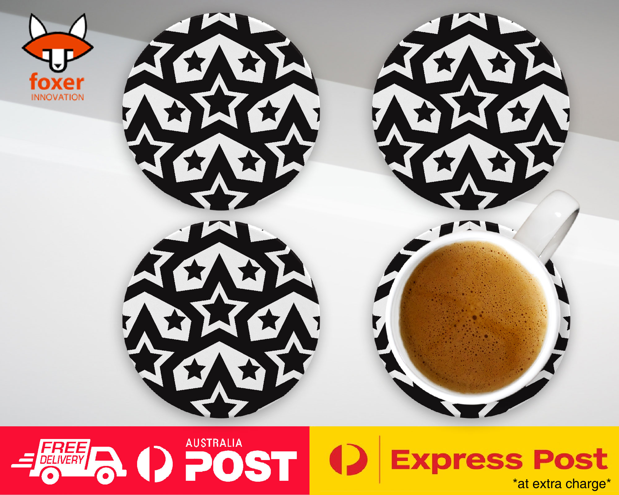 COASTER COFFEE DRINKING MAT|GEOMETRY STAR SEAMLESS PATTERN