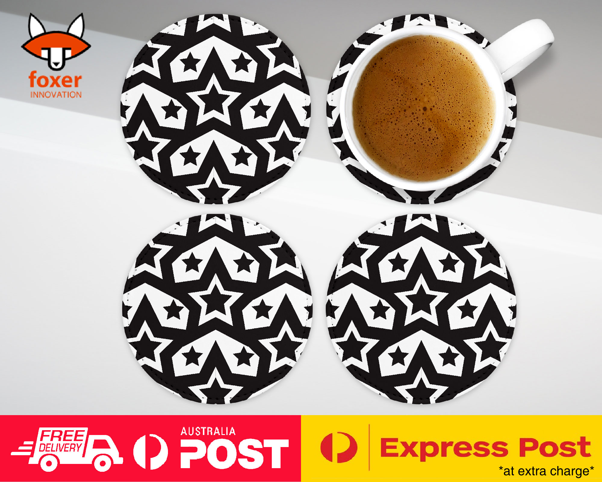 COASTER COFFEE DRINKING MAT|GEOMETRY STAR SEAMLESS PATTERN