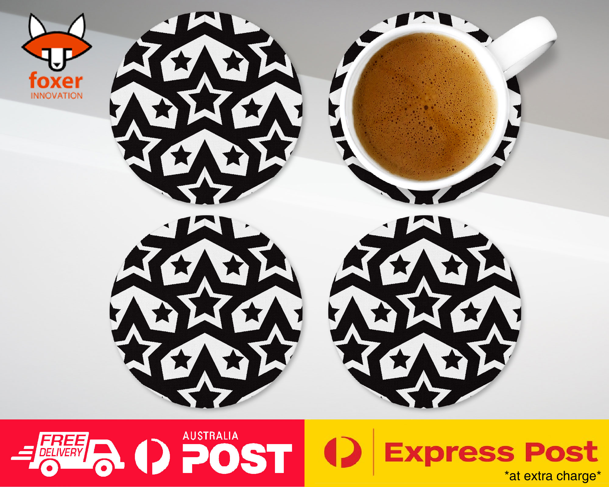 COASTER COFFEE DRINKING MAT|GEOMETRY STAR SEAMLESS PATTERN