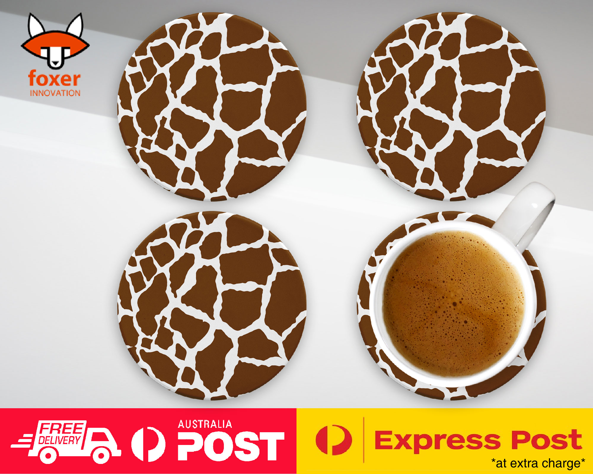 COASTER COFFEE DRINKING MAT|SEAMLESS COW SKIN PATTERN