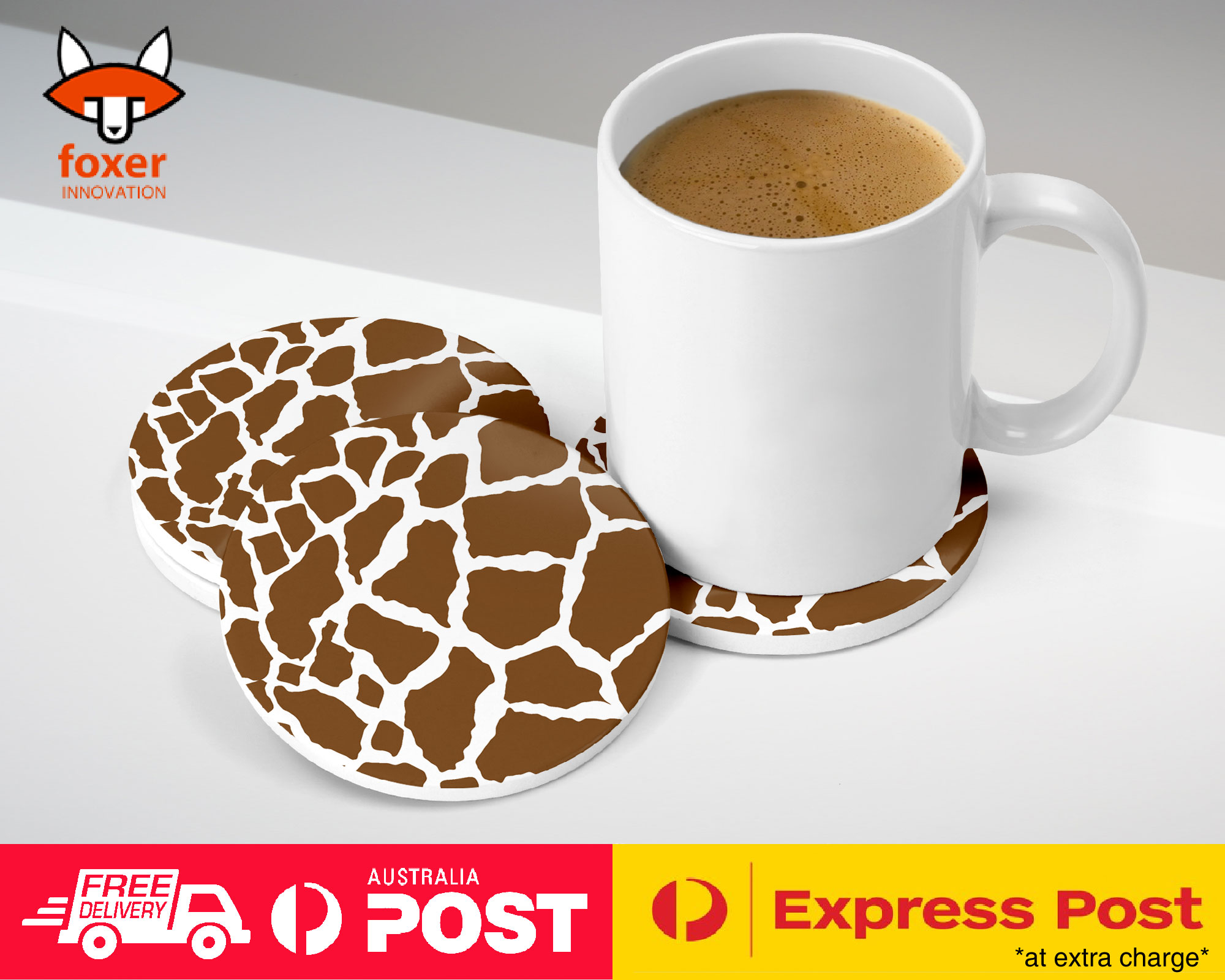 COASTER COFFEE DRINKING MAT|SEAMLESS COW SKIN PATTERN