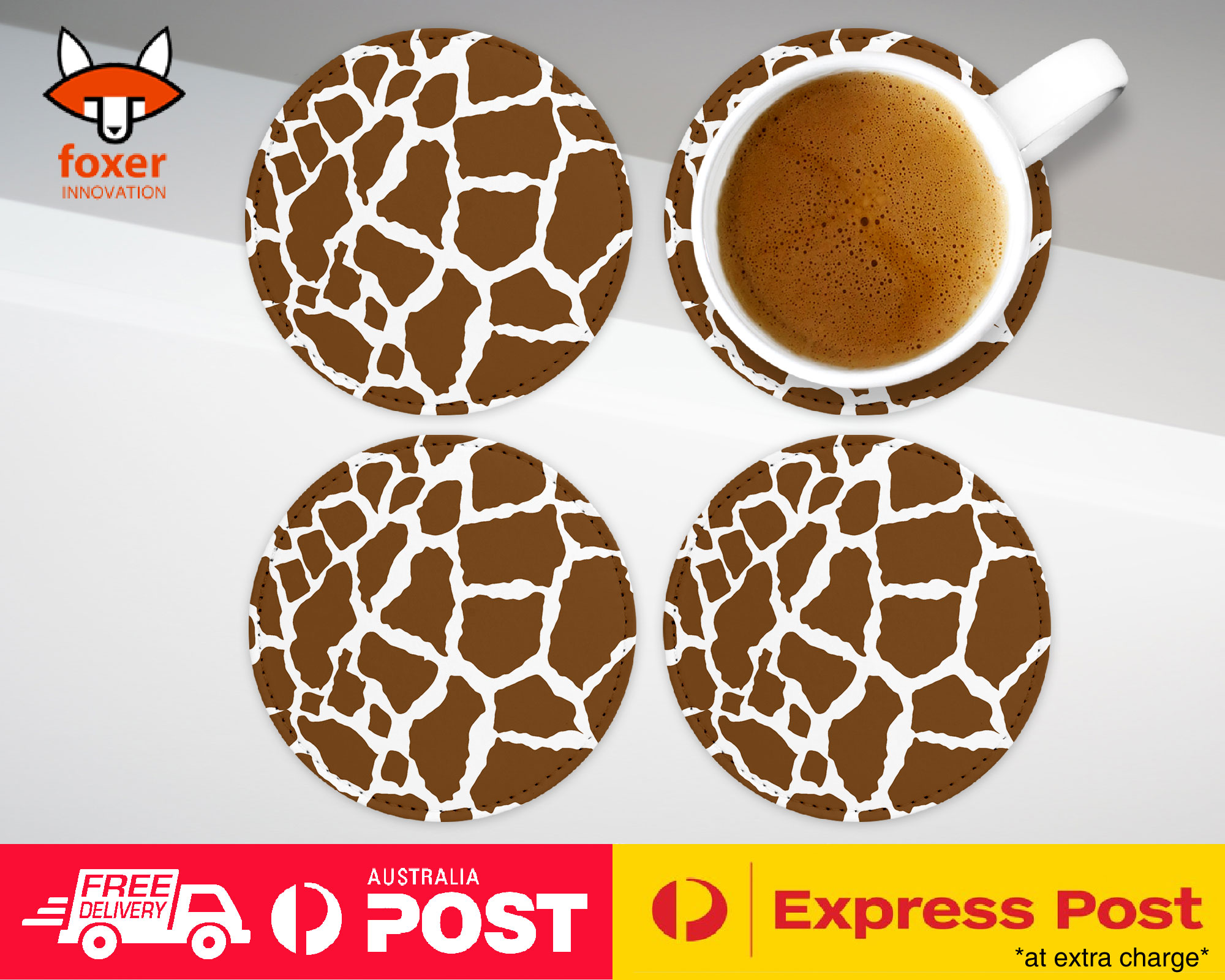 COASTER COFFEE DRINKING MAT|SEAMLESS COW SKIN PATTERN