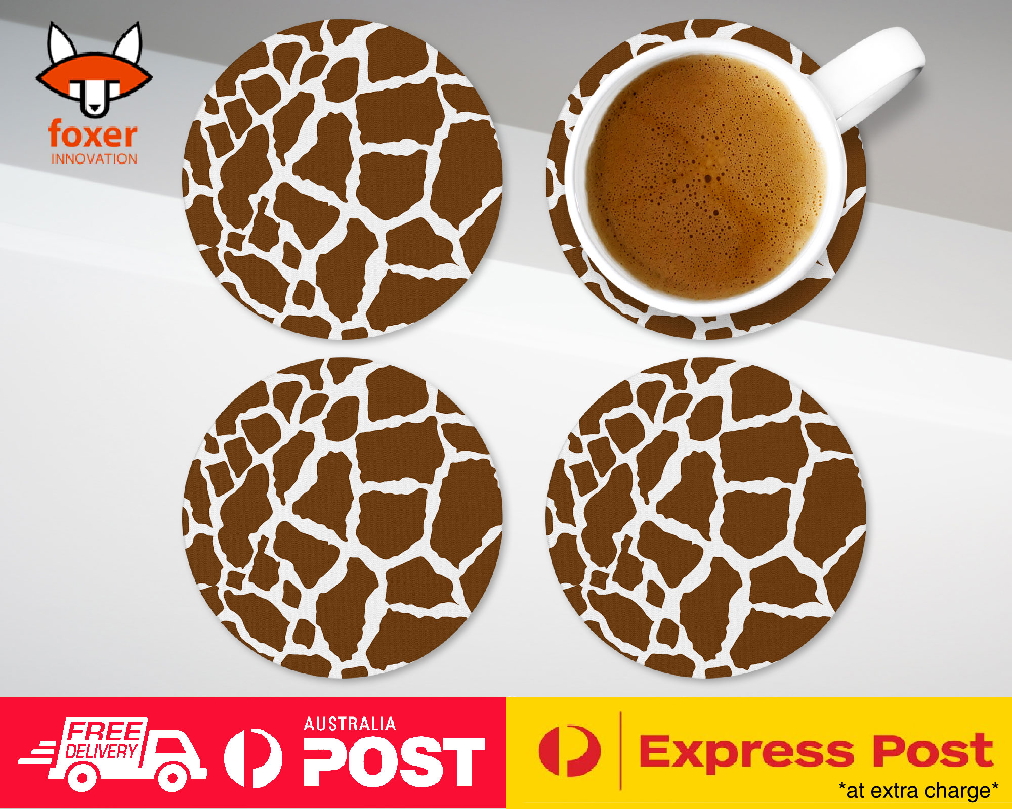 COASTER COFFEE DRINKING MAT|SEAMLESS COW SKIN PATTERN