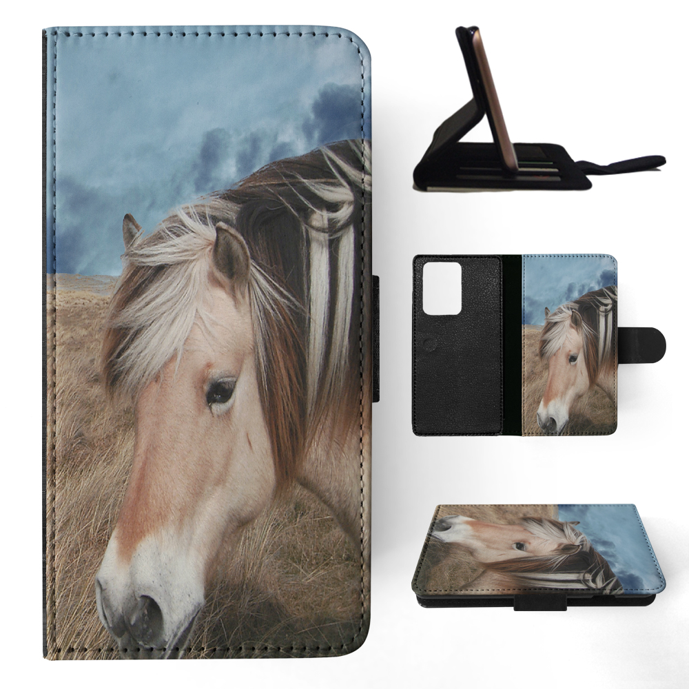 FLIP CASE FOR SAMSUNG GALAXY|HORSE ON FIELDS CLOUDY DAY - Picture 66 of 120