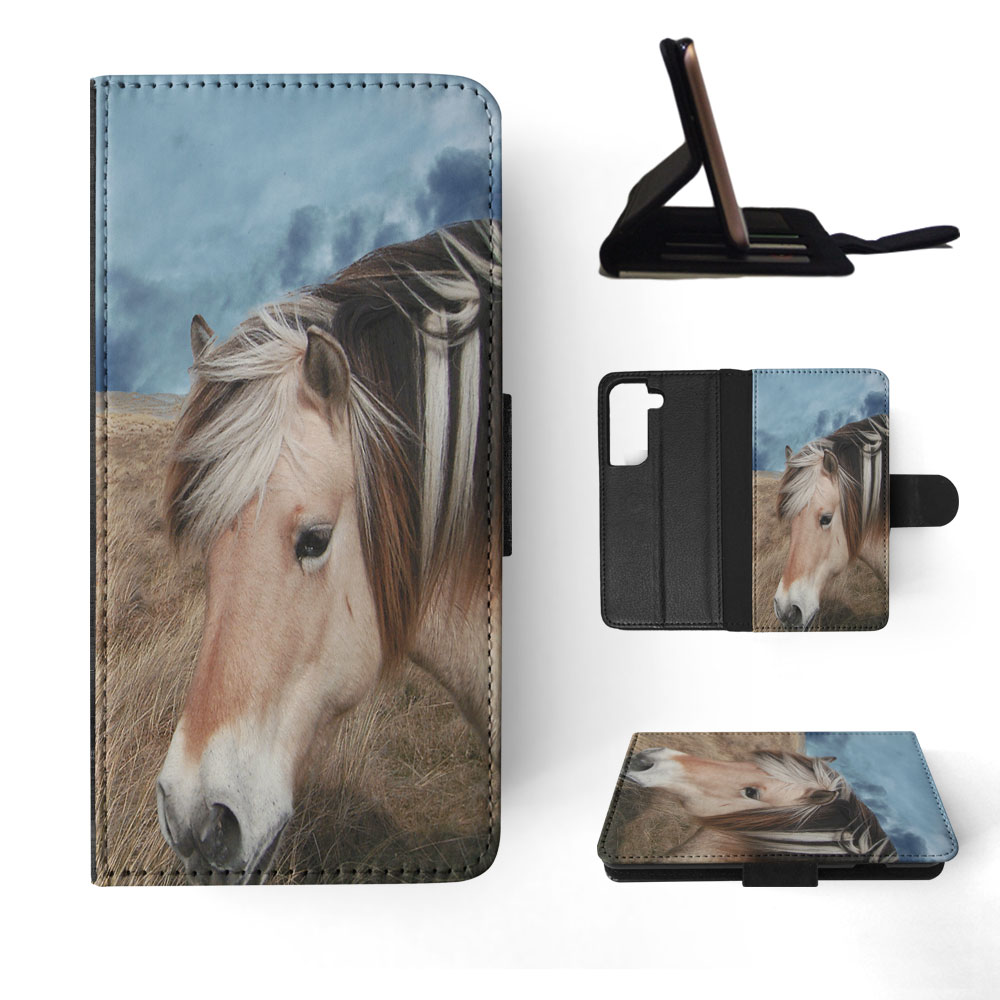 FLIP CASE FOR SAMSUNG GALAXY|HORSE ON FIELDS CLOUDY DAY - Picture 46 of 120