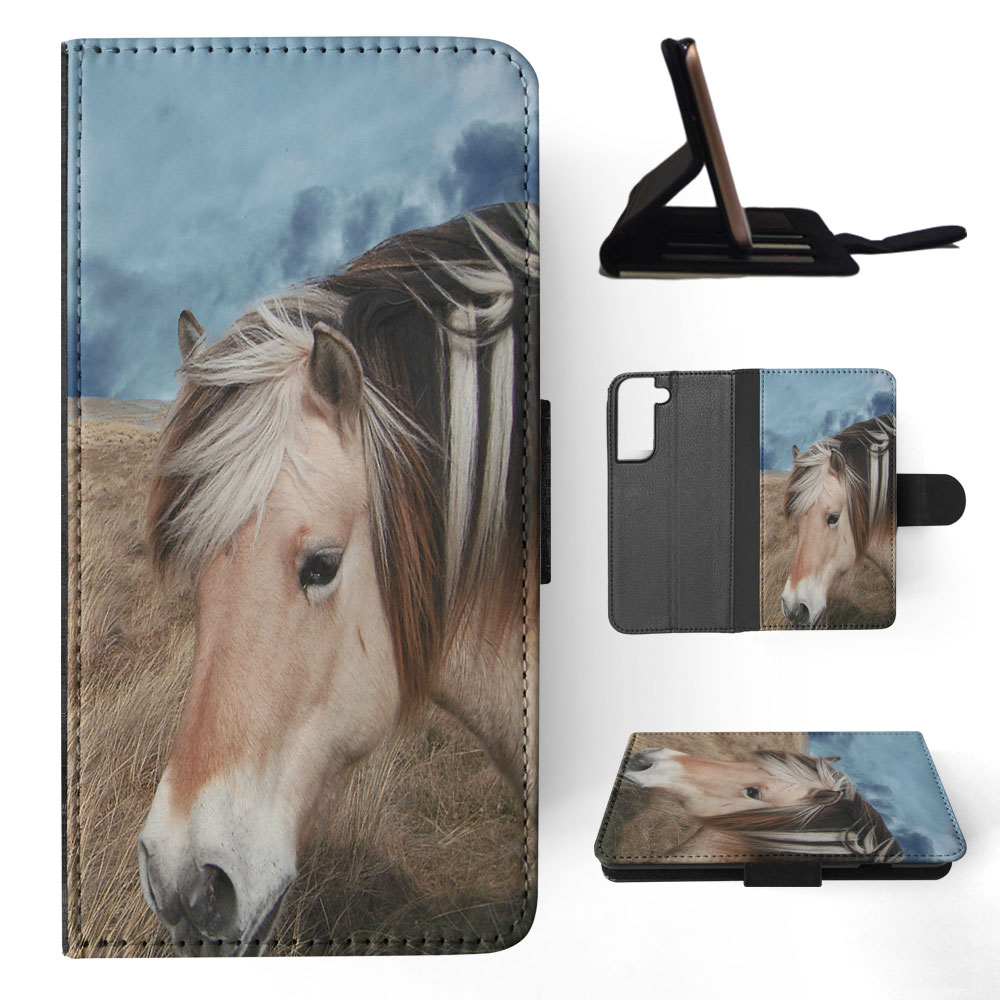 FLIP CASE FOR SAMSUNG GALAXY|HORSE ON FIELDS CLOUDY DAY - Picture 41 of 120