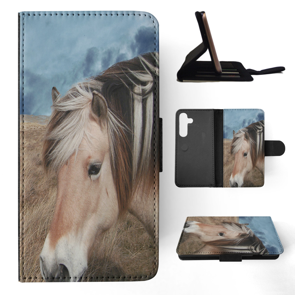 FLIP CASE FOR SAMSUNG GALAXY|HORSE ON FIELDS CLOUDY DAY - Picture 16 of 120