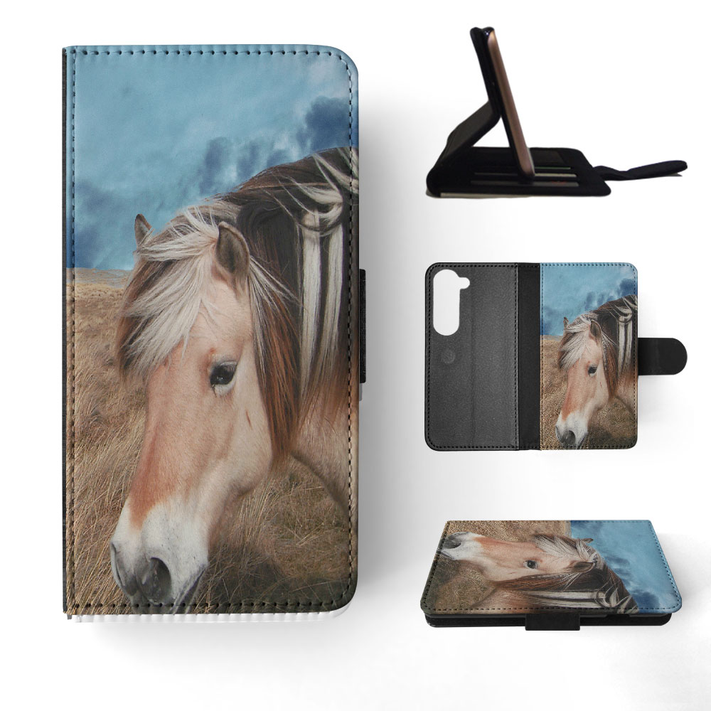 FLIP CASE FOR SAMSUNG GALAXY|HORSE ON FIELDS CLOUDY DAY - Picture 31 of 120