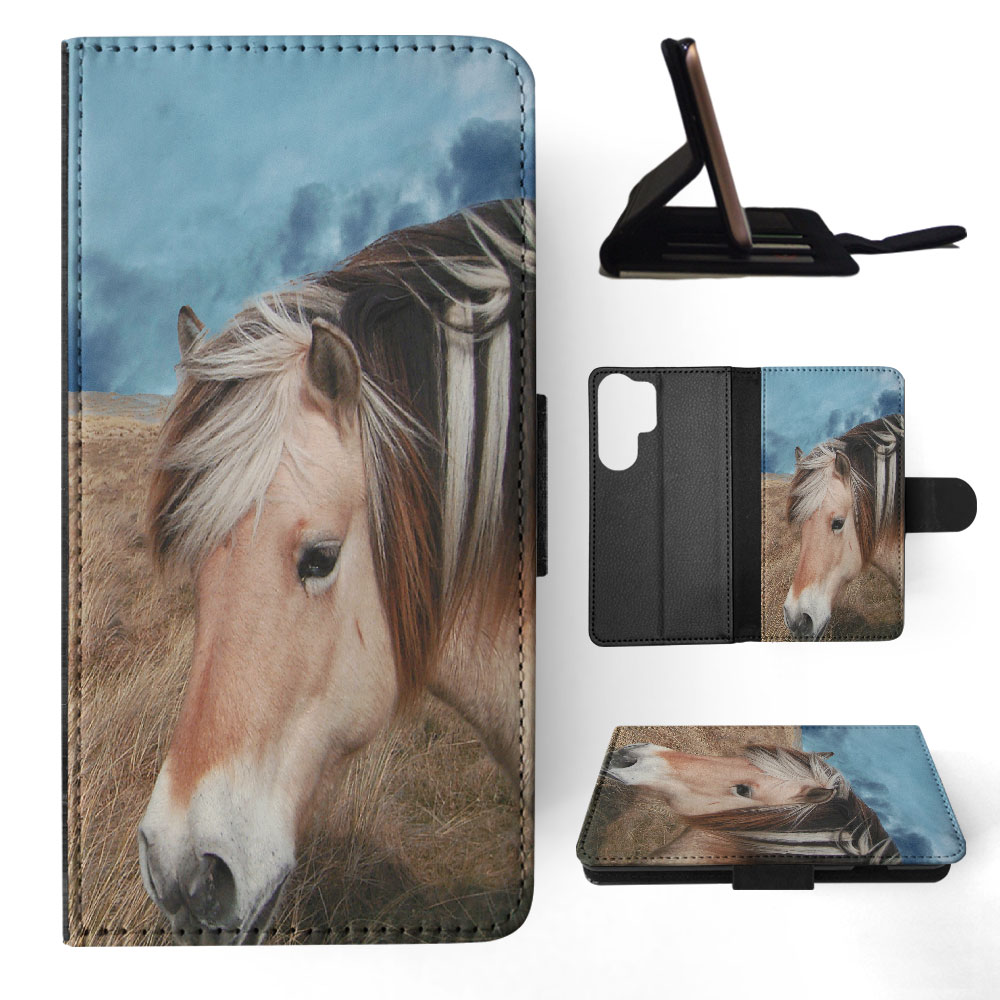 FLIP CASE FOR SAMSUNG GALAXY|HORSE ON FIELDS CLOUDY DAY - Picture 21 of 120