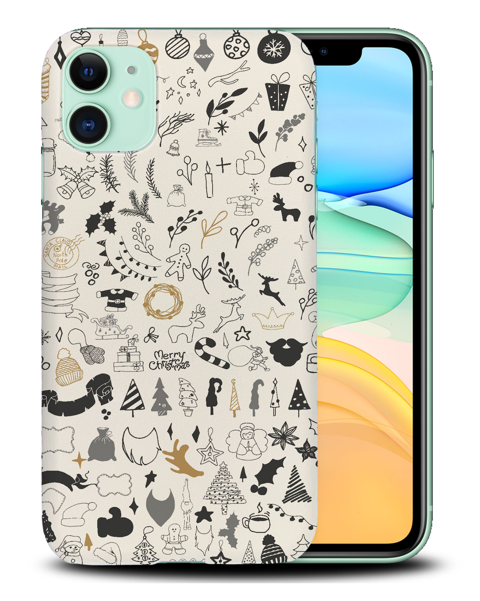 CASE COVER FOR APPLE IPHONE|CUTE CHRISTMAS COLLAGE DOODLE - Picture 24 of 44