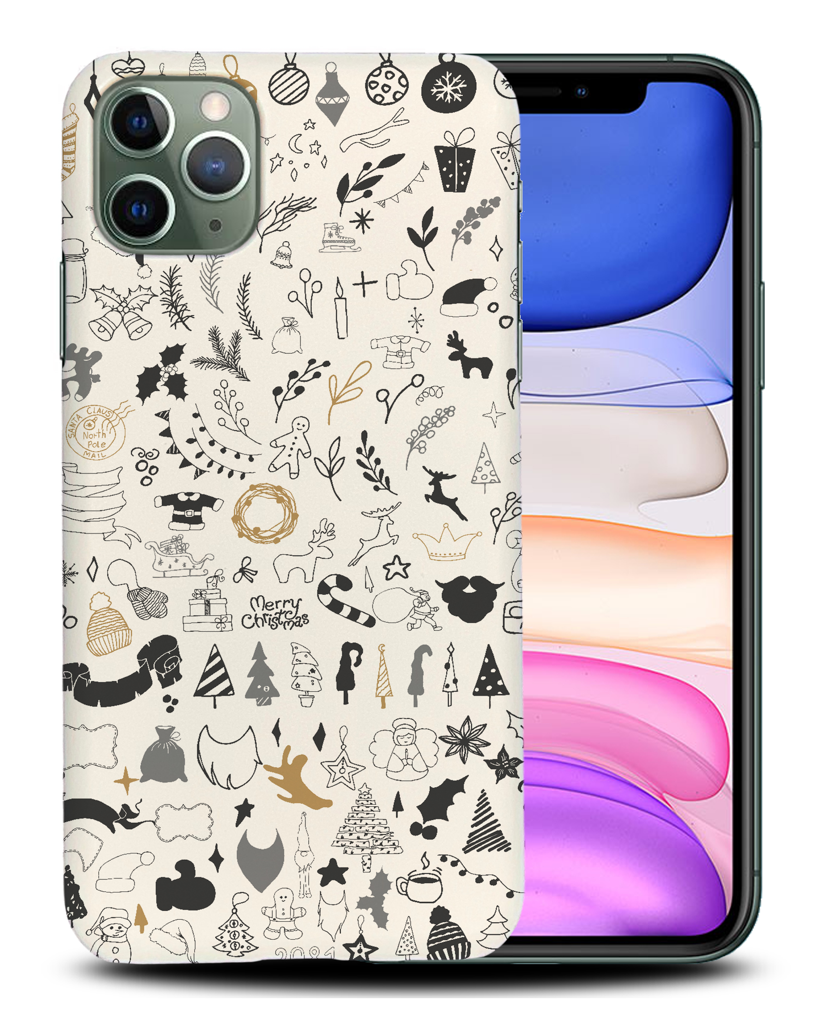 CASE COVER FOR APPLE IPHONE|CUTE CHRISTMAS COLLAGE DOODLE - Picture 22 of 44