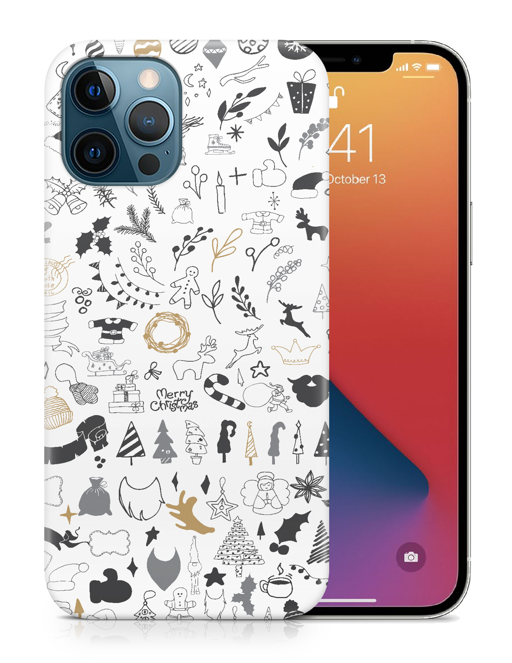 CASE COVER FOR APPLE IPHONE|CUTE CHRISTMAS COLLAGE DOODLE - Picture 19 of 44
