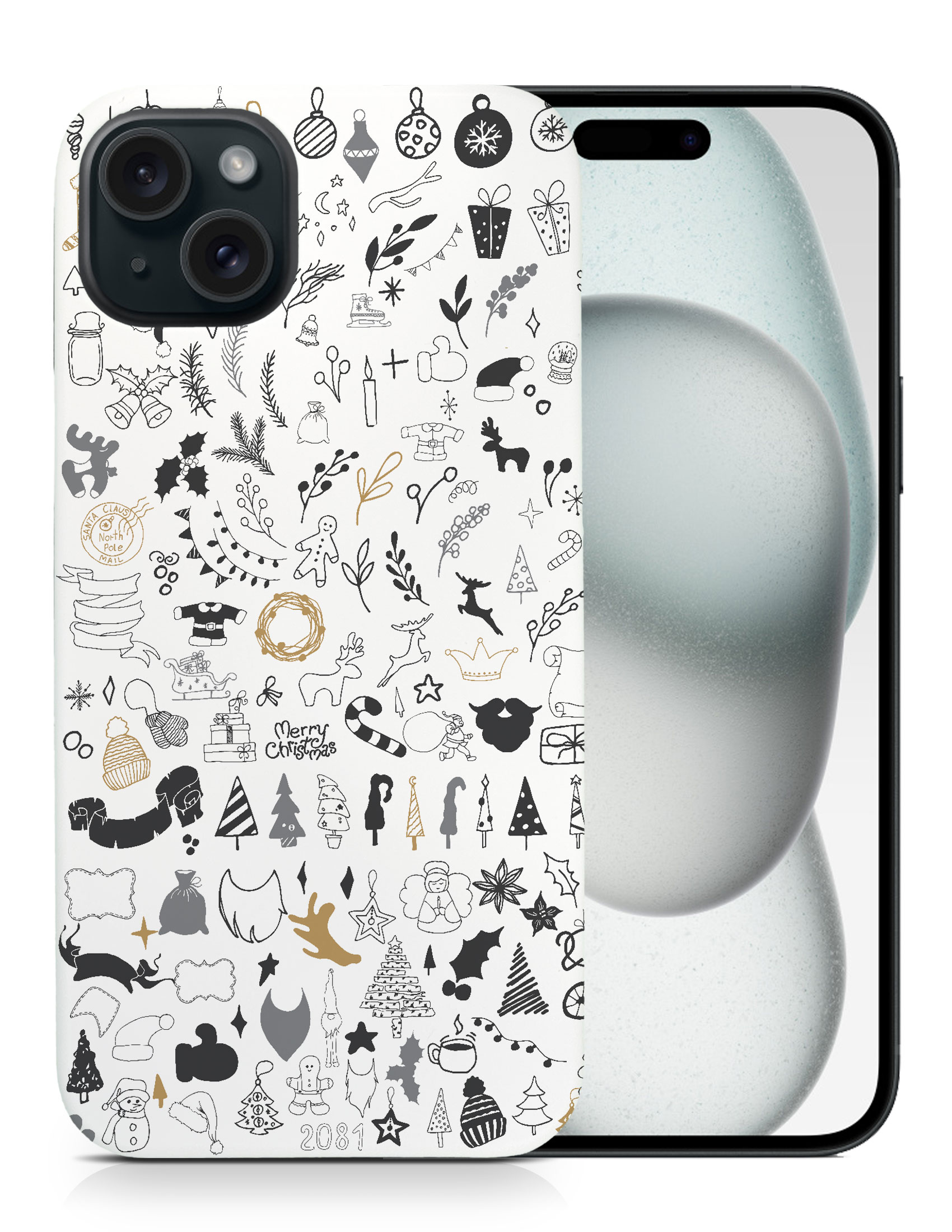 CASE COVER FOR APPLE IPHONE|CUTE CHRISTMAS COLLAGE DOODLE - Picture 8 of 44