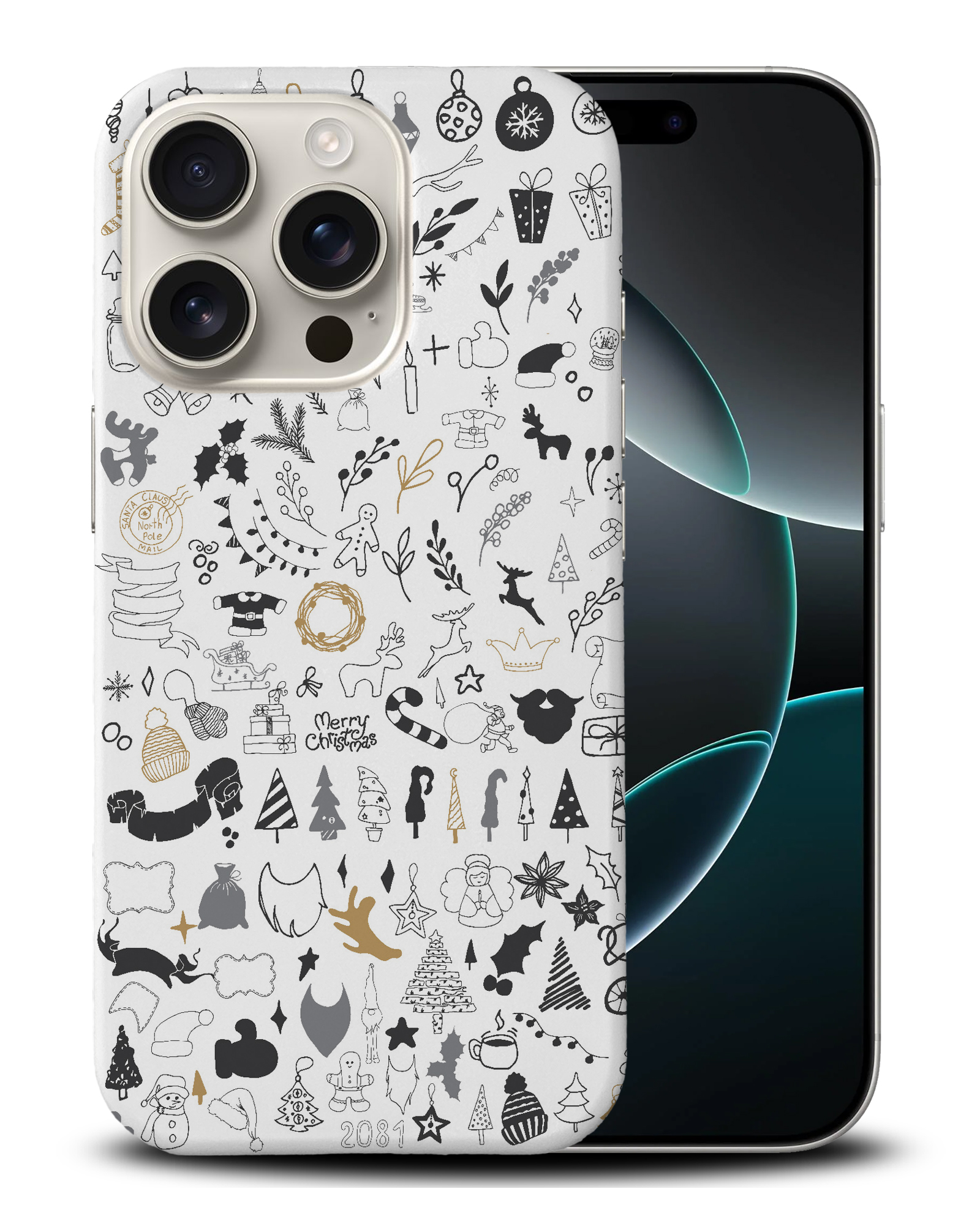 CASE COVER FOR APPLE IPHONE|CUTE CHRISTMAS COLLAGE DOODLE - Picture 3 of 44