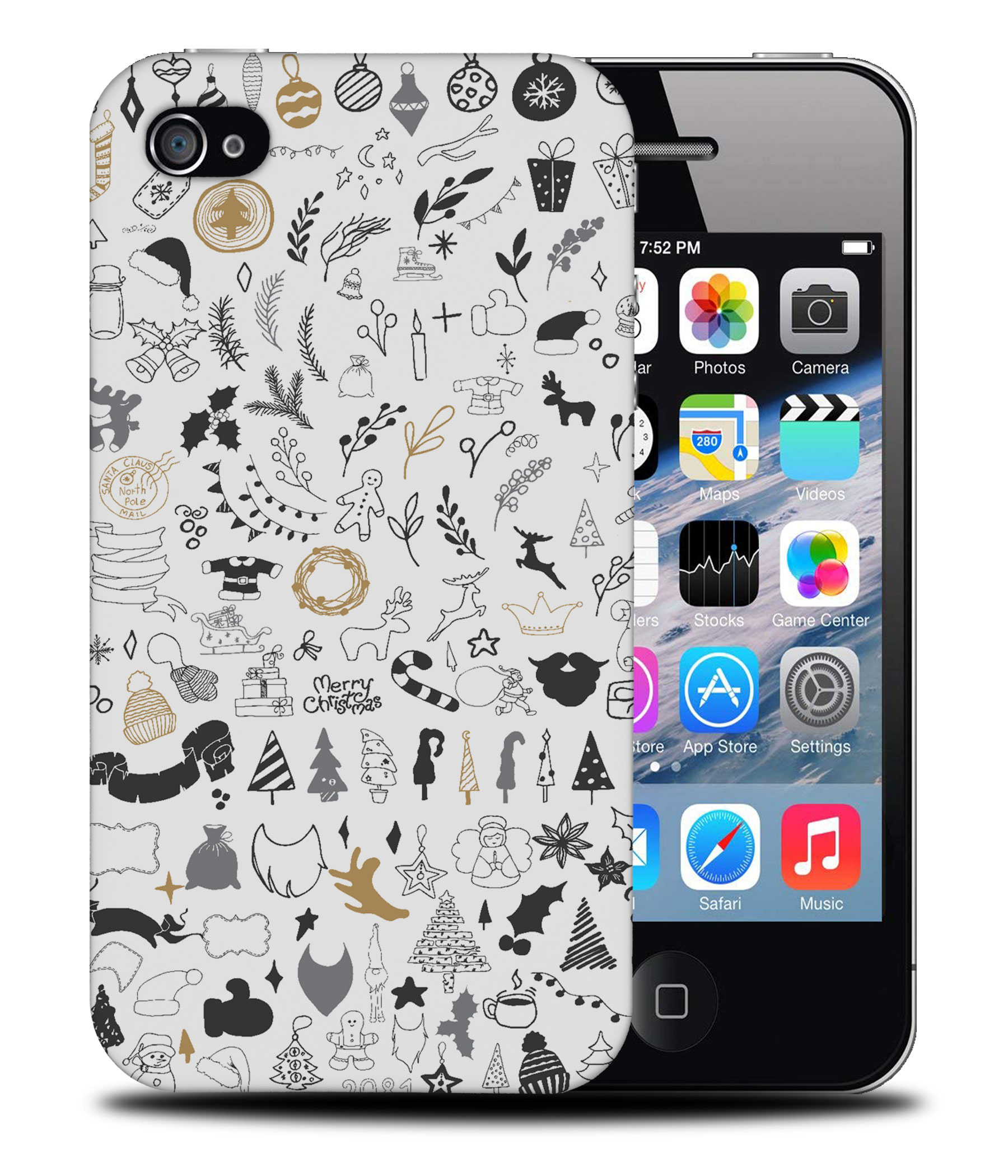CASE COVER FOR APPLE IPHONE|CUTE CHRISTMAS COLLAGE DOODLE - Picture 40 of 44