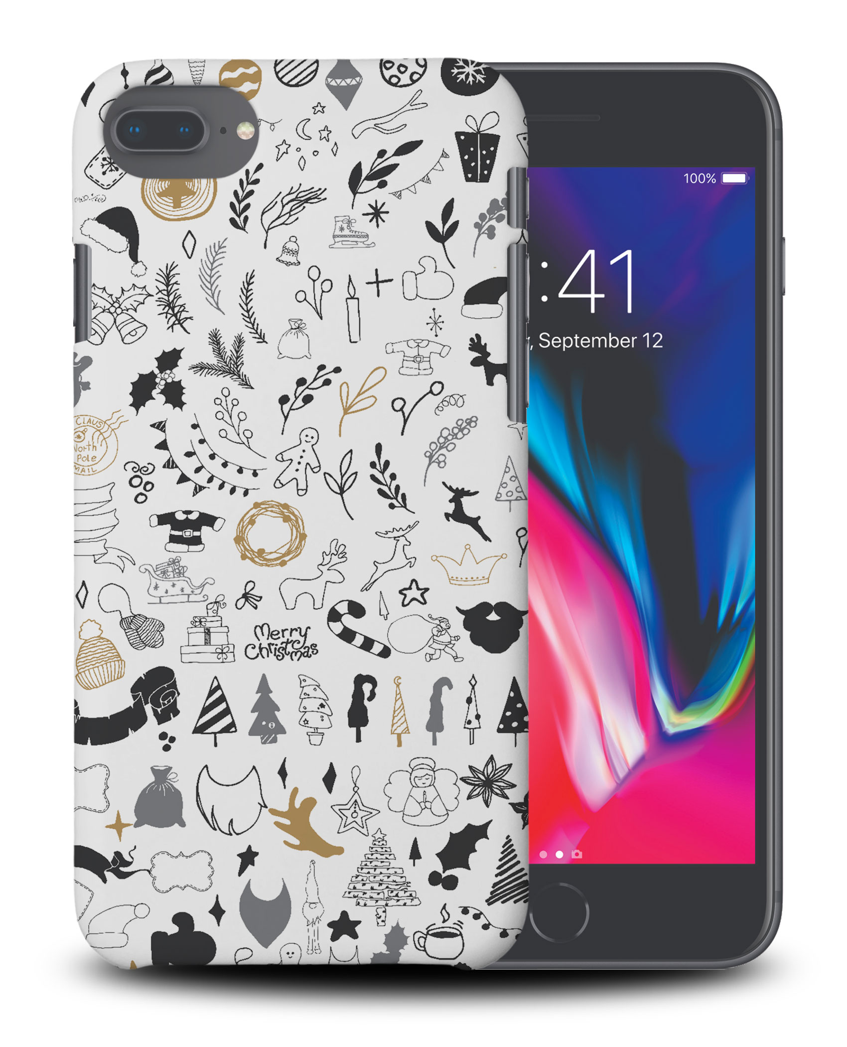 CASE COVER FOR APPLE IPHONE|CUTE CHRISTMAS COLLAGE DOODLE - Picture 30 of 44
