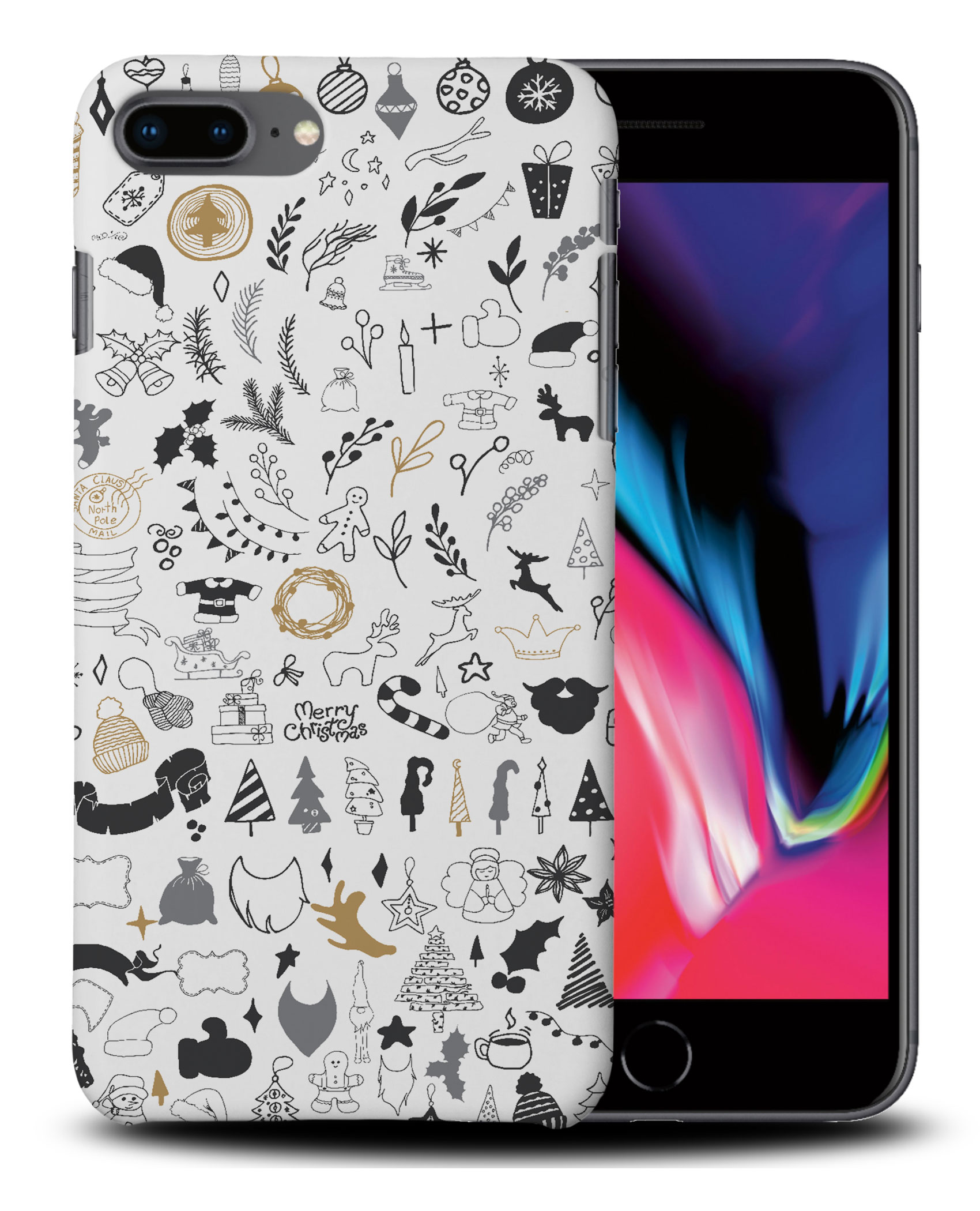 CASE COVER FOR APPLE IPHONE|CUTE CHRISTMAS COLLAGE DOODLE - Picture 29 of 44