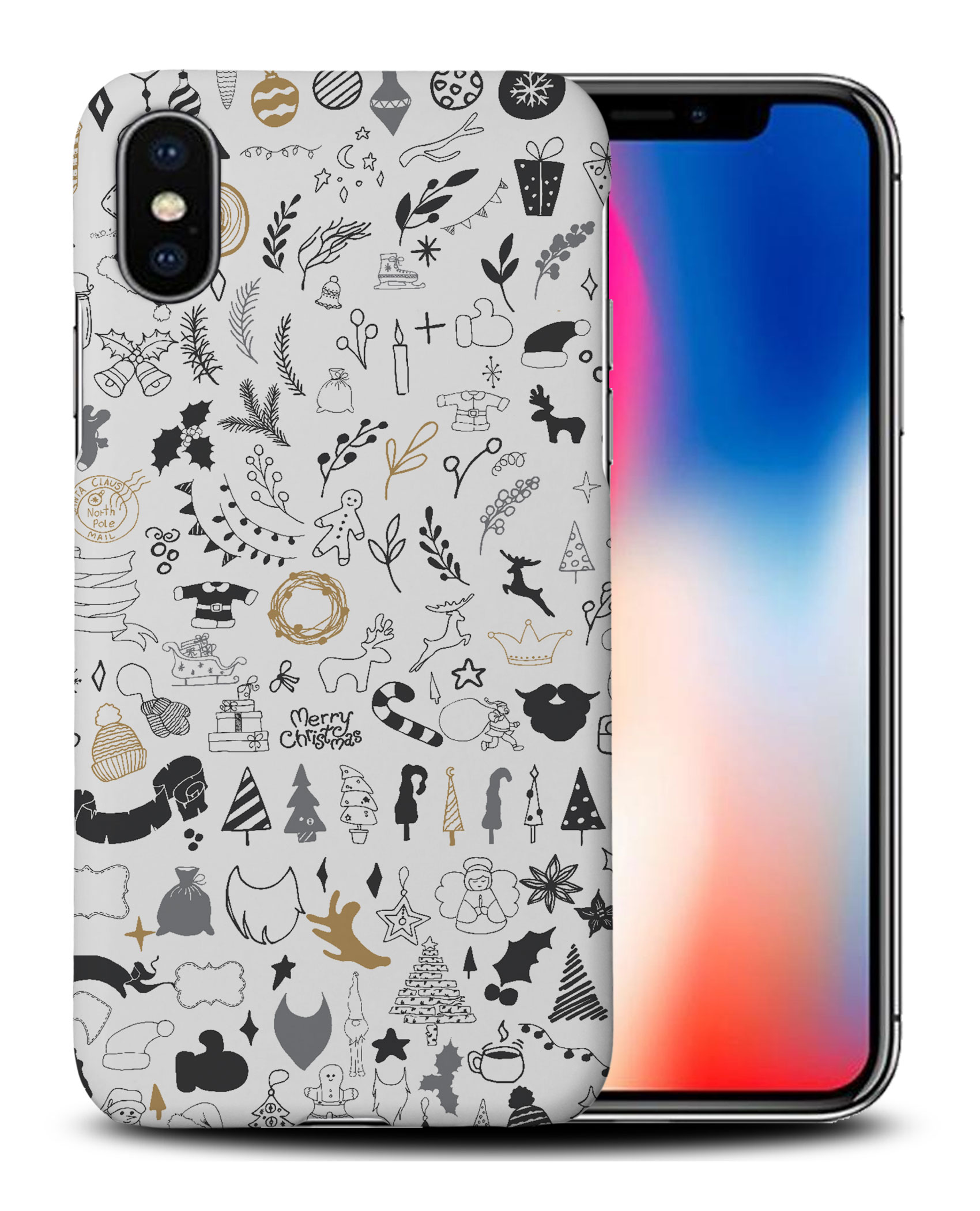 CASE COVER FOR APPLE IPHONE|CUTE CHRISTMAS COLLAGE DOODLE - Picture 26 of 44