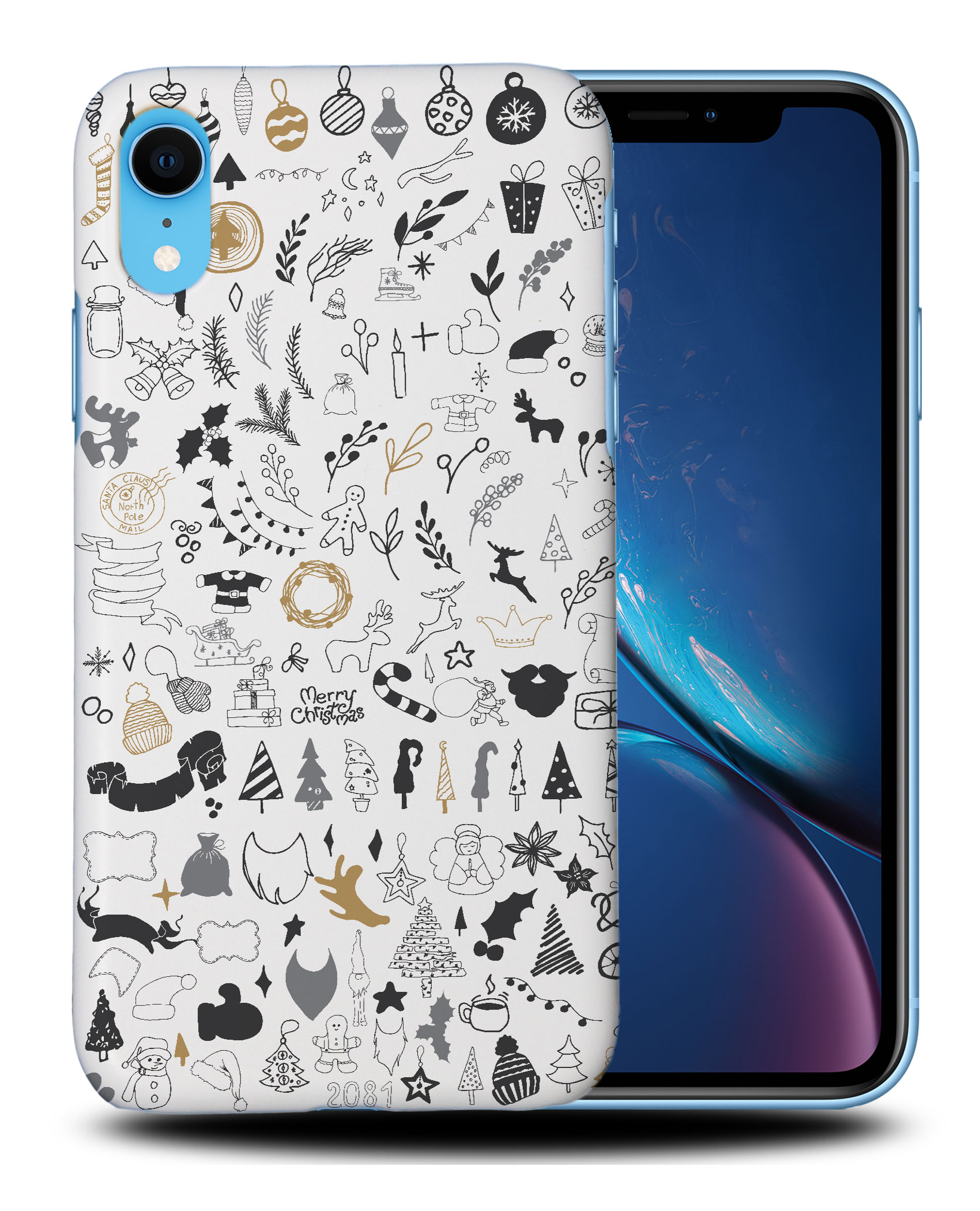CASE COVER FOR APPLE IPHONE|CUTE CHRISTMAS COLLAGE DOODLE - Picture 27 of 44