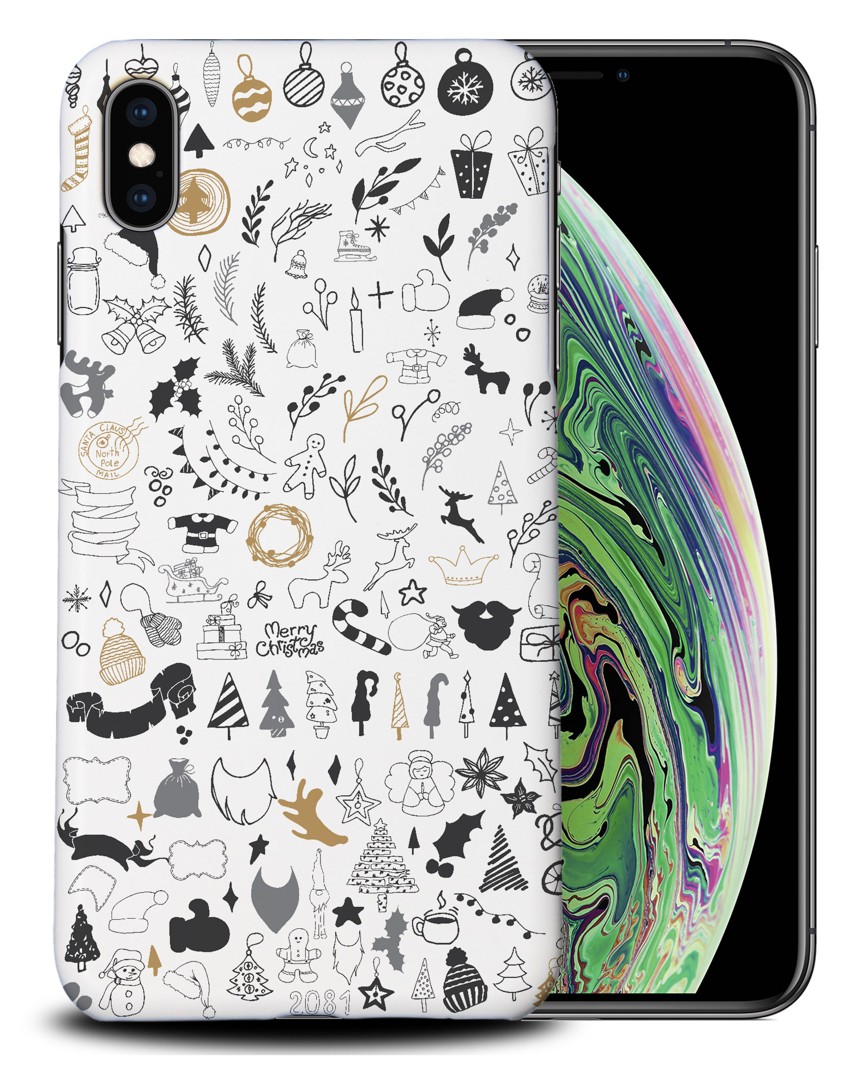 CASE COVER FOR APPLE IPHONE|CUTE CHRISTMAS COLLAGE DOODLE - Picture 25 of 44