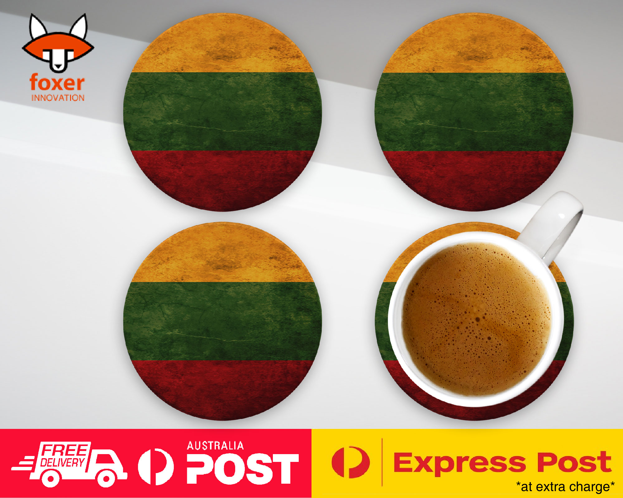 COASTER COFFEE DRINKING MAT|LITHUANIA COUNTRY FLAG 89 - Picture 9 of 21