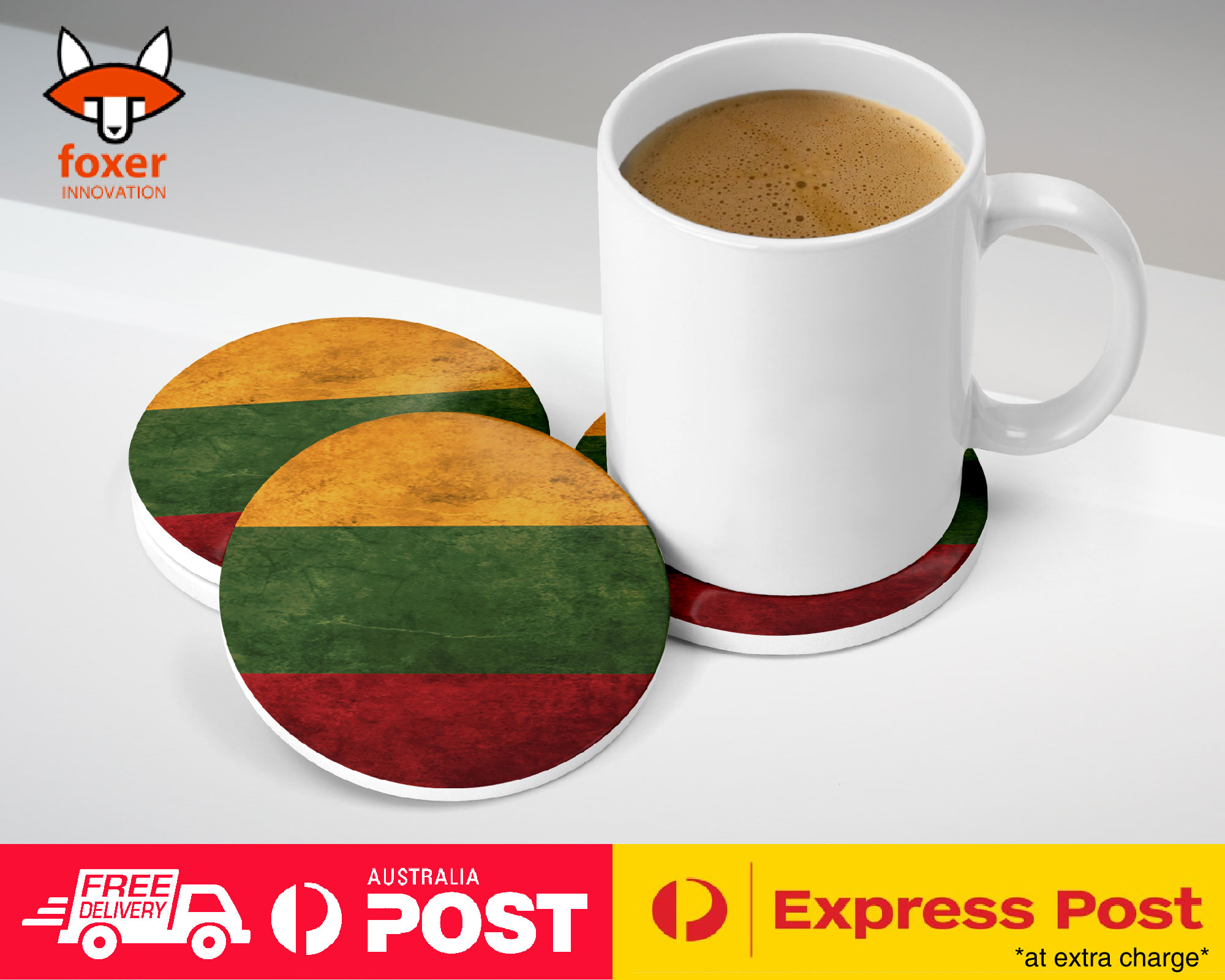 COASTER COFFEE DRINKING MAT|LITHUANIA COUNTRY FLAG 89 - Picture 10 of 21