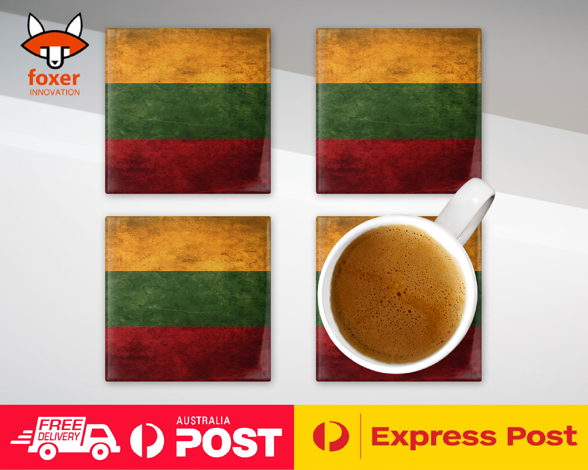 COASTER COFFEE DRINKING MAT|LITHUANIA COUNTRY FLAG 89 - Picture 19 of 21