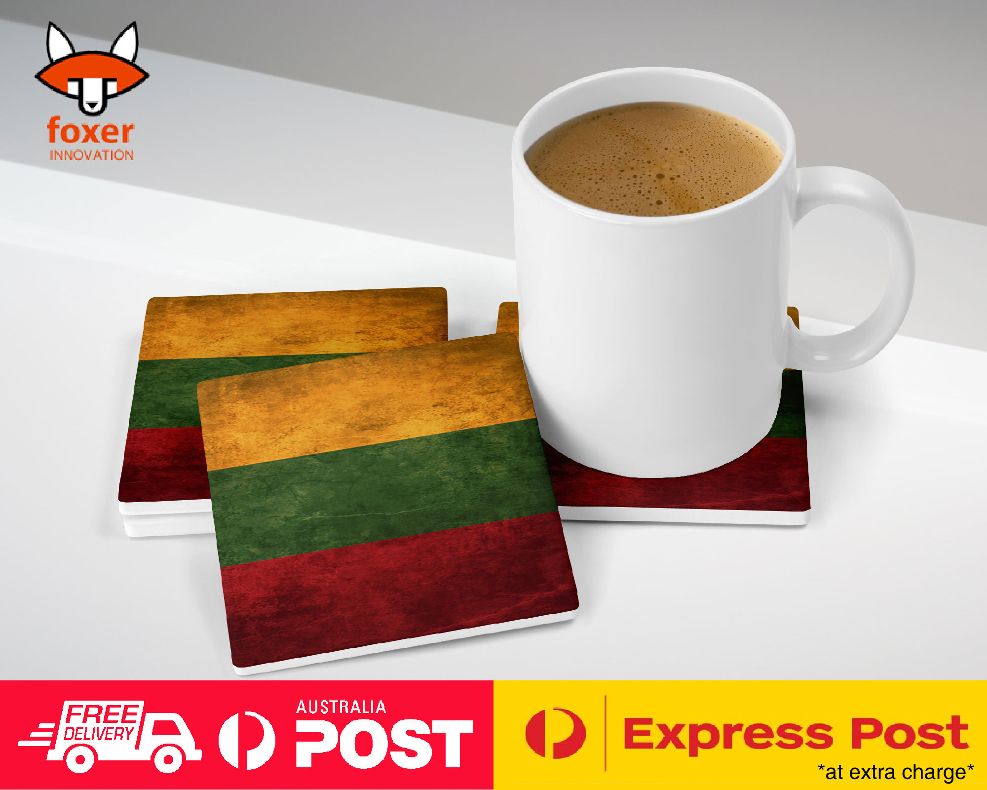 COASTER COFFEE DRINKING MAT|LITHUANIA COUNTRY FLAG 89 - Picture 20 of 21