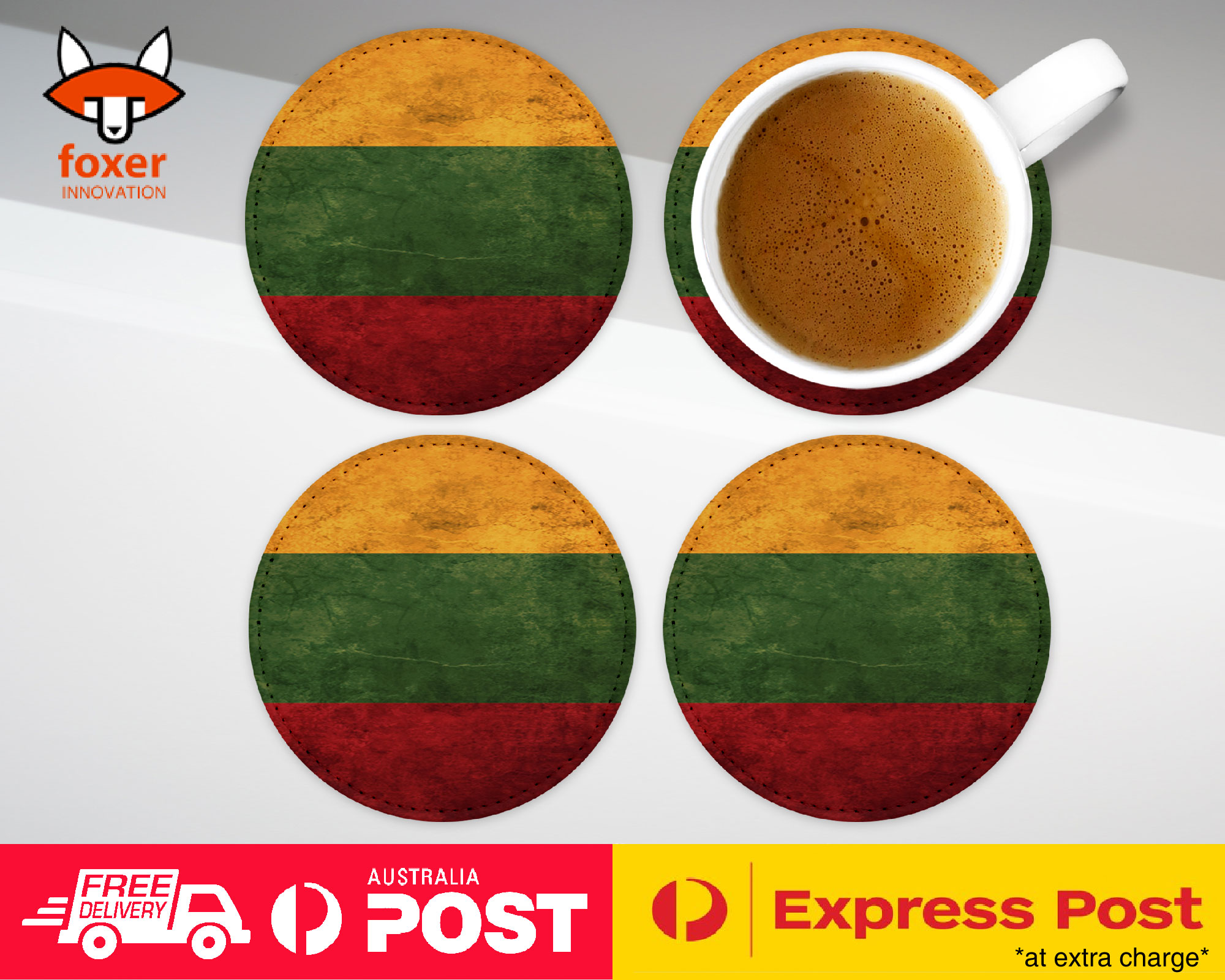COASTER COFFEE DRINKING MAT|LITHUANIA COUNTRY FLAG 89 - Picture 6 of 21