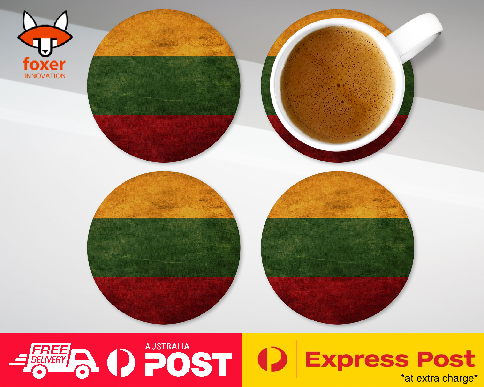 COASTER COFFEE DRINKING MAT|LITHUANIA COUNTRY FLAG 89 - Picture 3 of 21