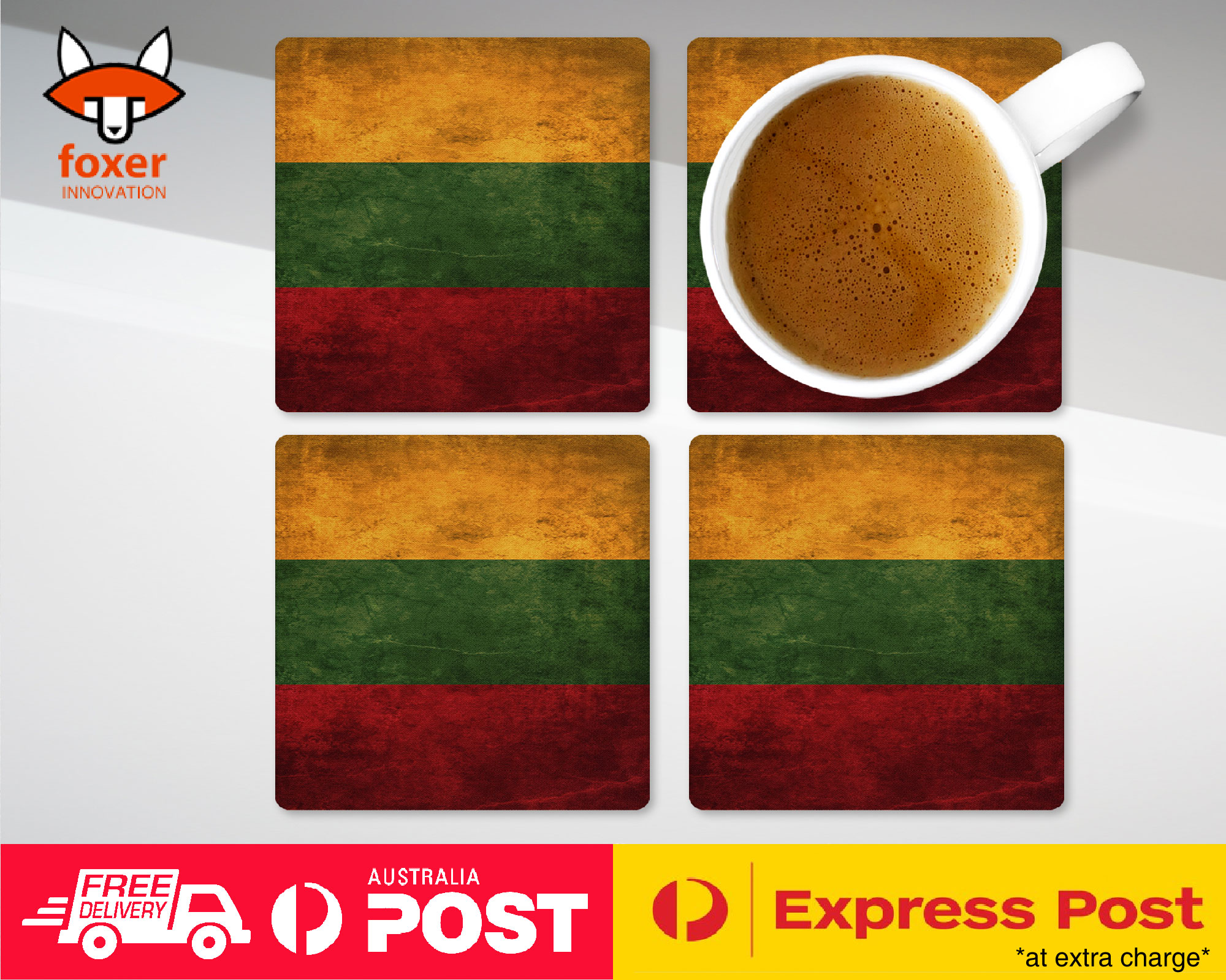 COASTER COFFEE DRINKING MAT|LITHUANIA COUNTRY FLAG 89 - Picture 13 of 21