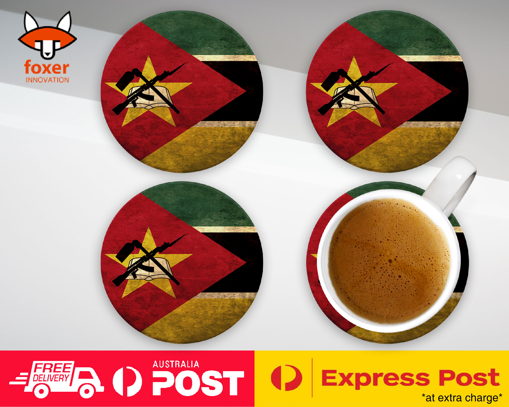 COASTER COFFEE DRINKING MAT|MOZAMBIQUE COUNTRY FLAG 105
