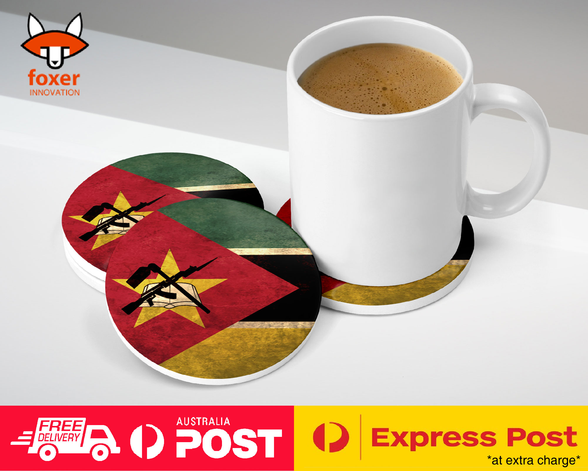COASTER COFFEE DRINKING MAT|MOZAMBIQUE COUNTRY FLAG 105
