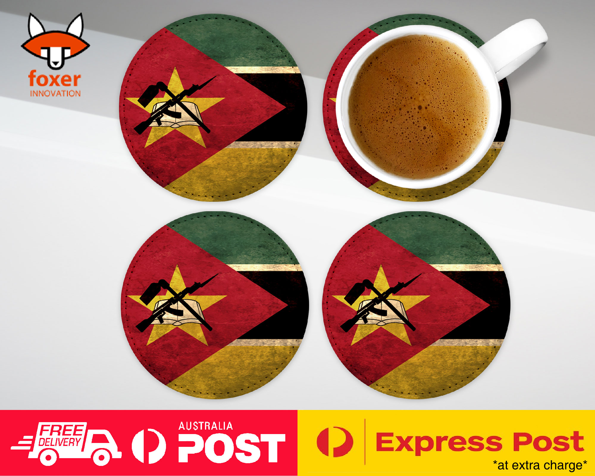 COASTER COFFEE DRINKING MAT|MOZAMBIQUE COUNTRY FLAG 105