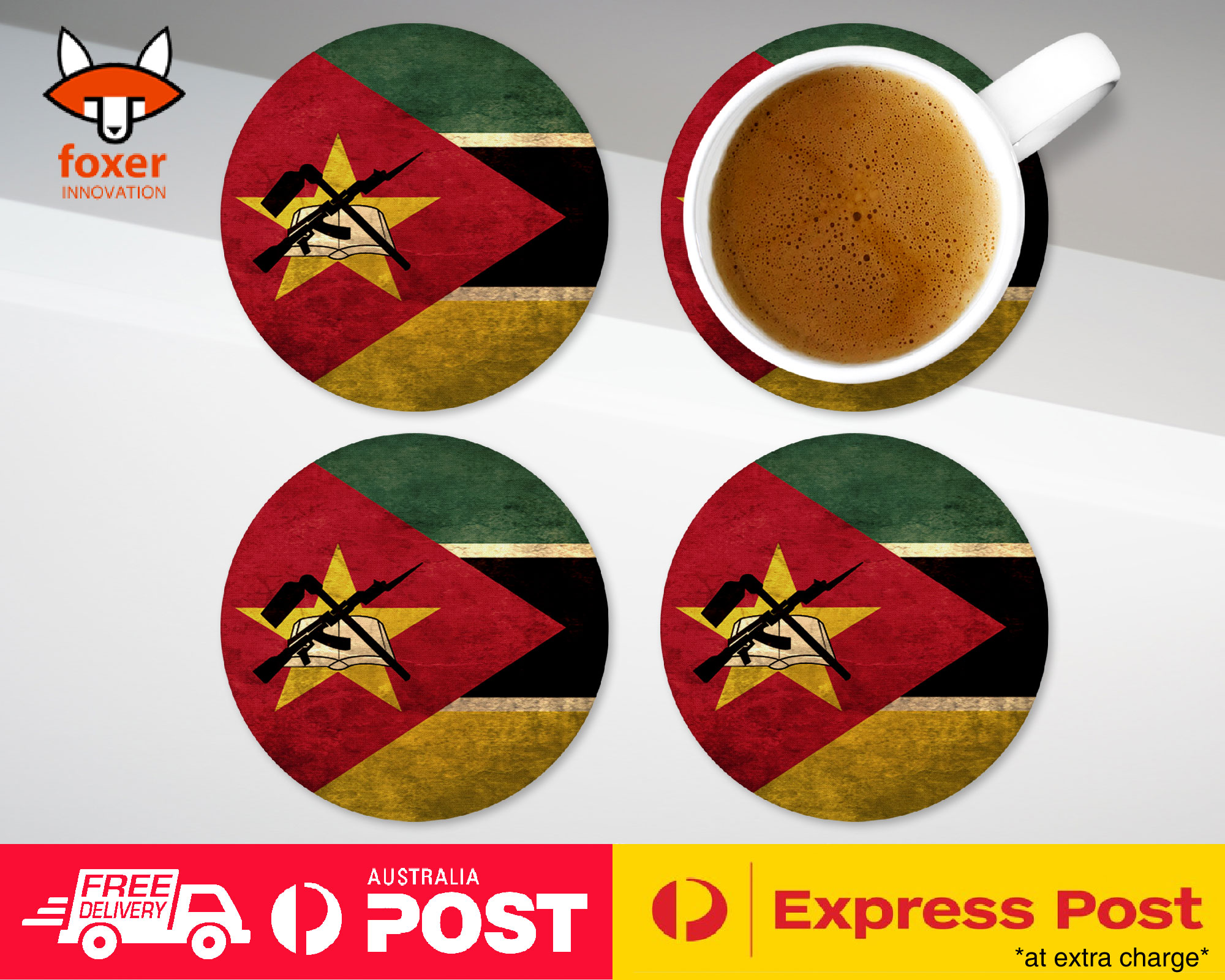 COASTER COFFEE DRINKING MAT|MOZAMBIQUE COUNTRY FLAG 105