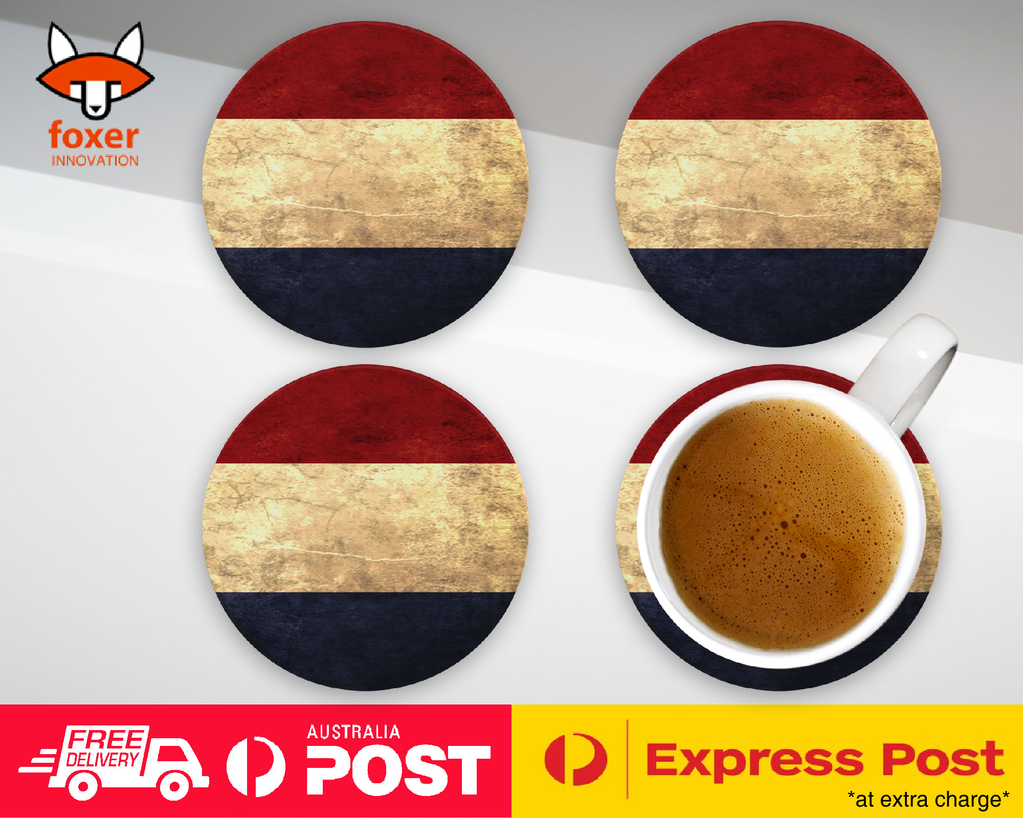COASTER COFFEE DRINKING MAT|NETHERLANDS COUNTRY FLAG 109