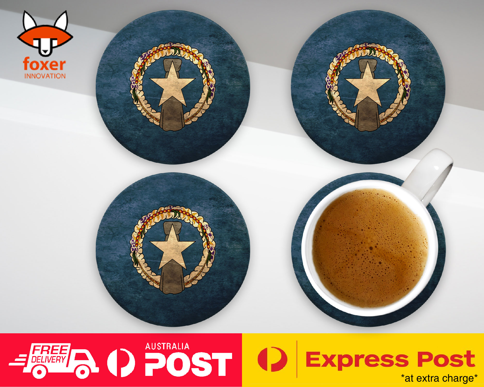 COASTER COFFEE DRINKING MAT|NORTHERN MARIANA ISLANDS FLAG