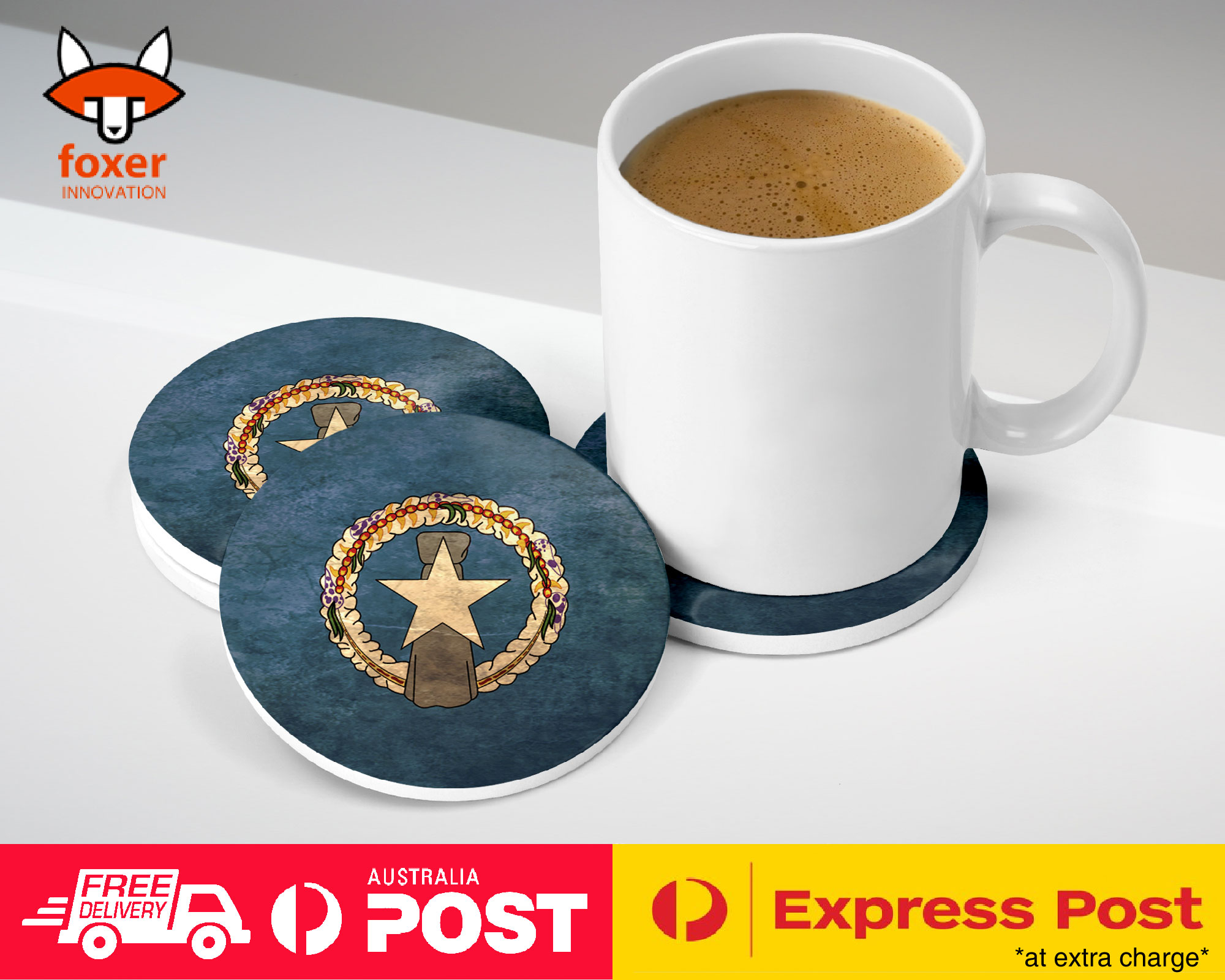 COASTER COFFEE DRINKING MAT|NORTHERN MARIANA ISLANDS FLAG