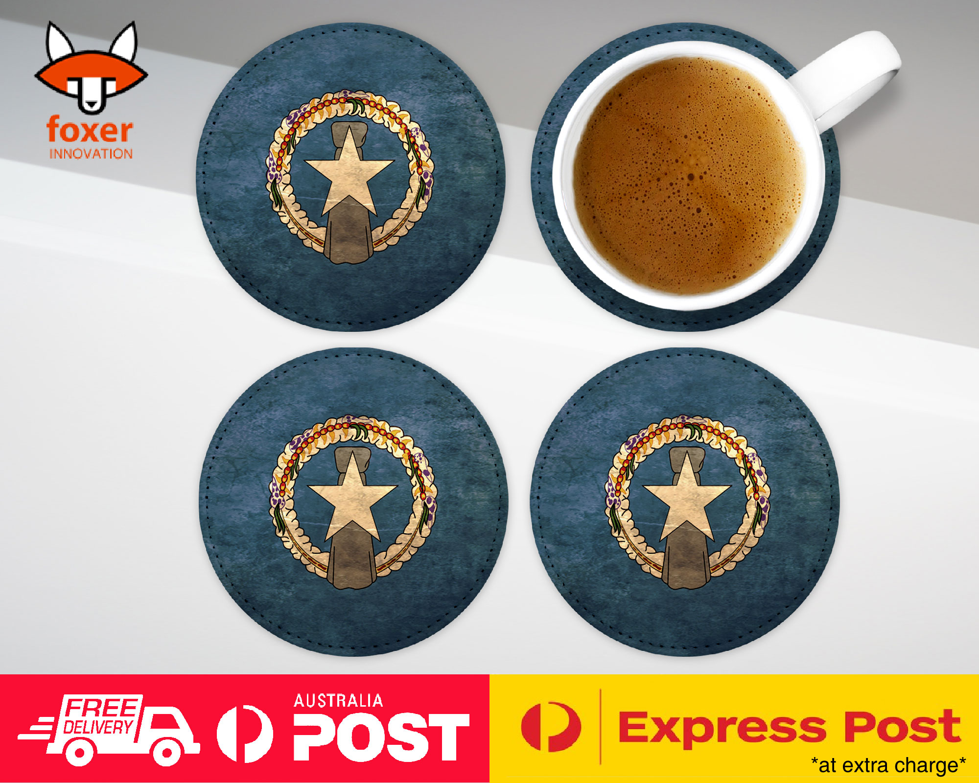 COASTER COFFEE DRINKING MAT|NORTHERN MARIANA ISLANDS FLAG