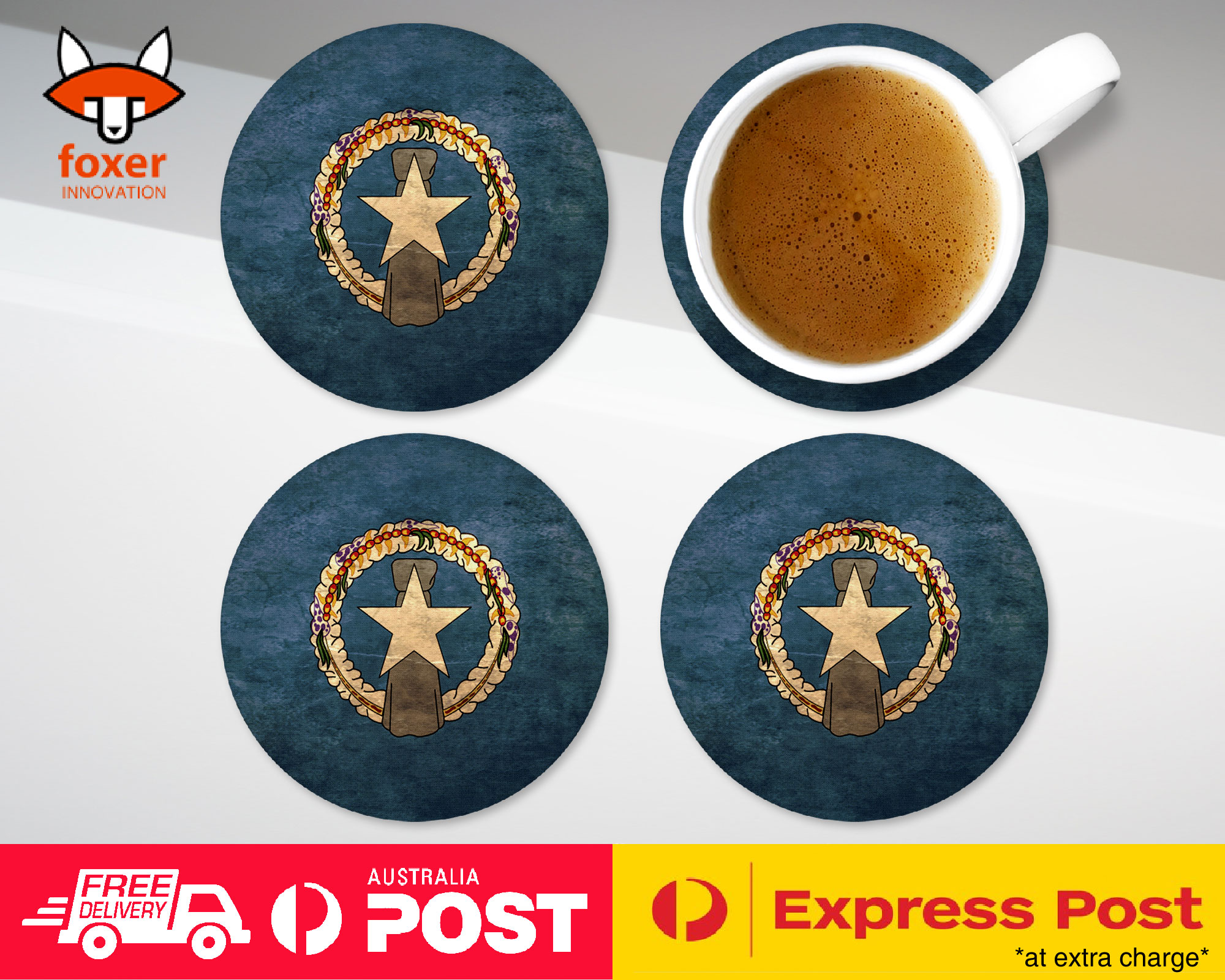 COASTER COFFEE DRINKING MAT|NORTHERN MARIANA ISLANDS FLAG