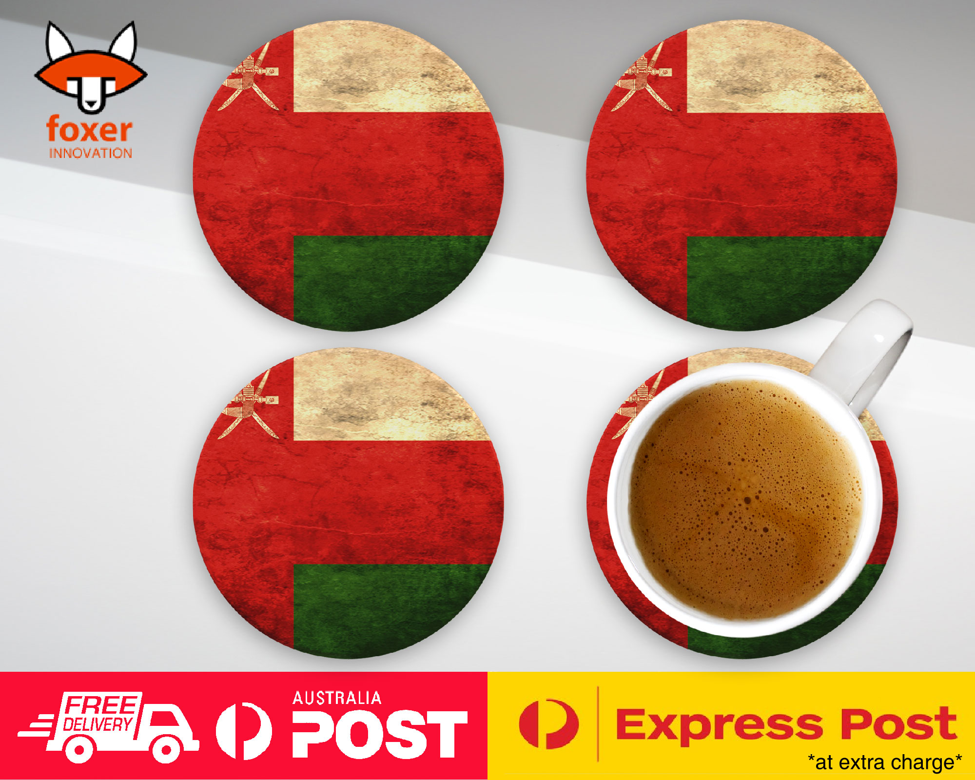 COASTER COFFEE DRINKING MAT|OMAN COUNTRY FLAG 115