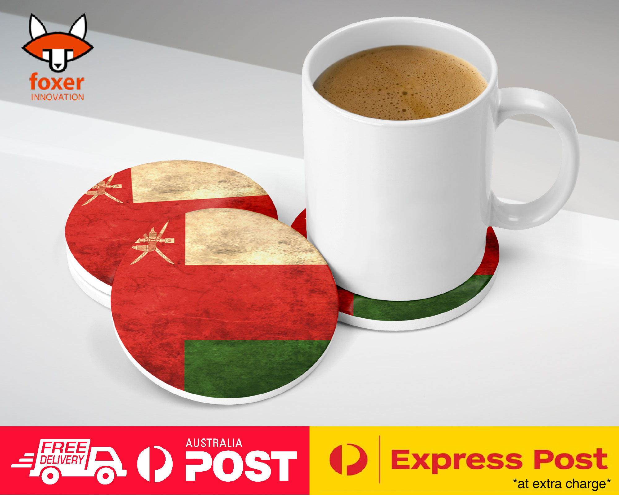 COASTER COFFEE DRINKING MAT|OMAN COUNTRY FLAG 115
