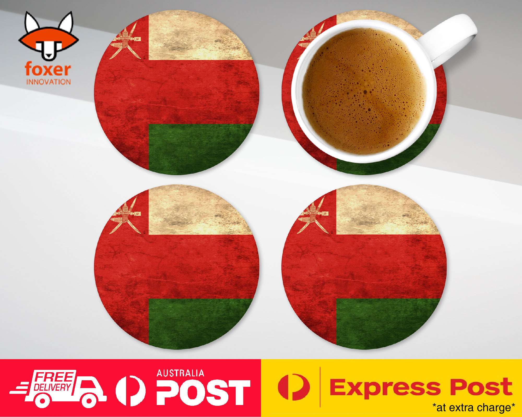 COASTER COFFEE DRINKING MAT|OMAN COUNTRY FLAG 115