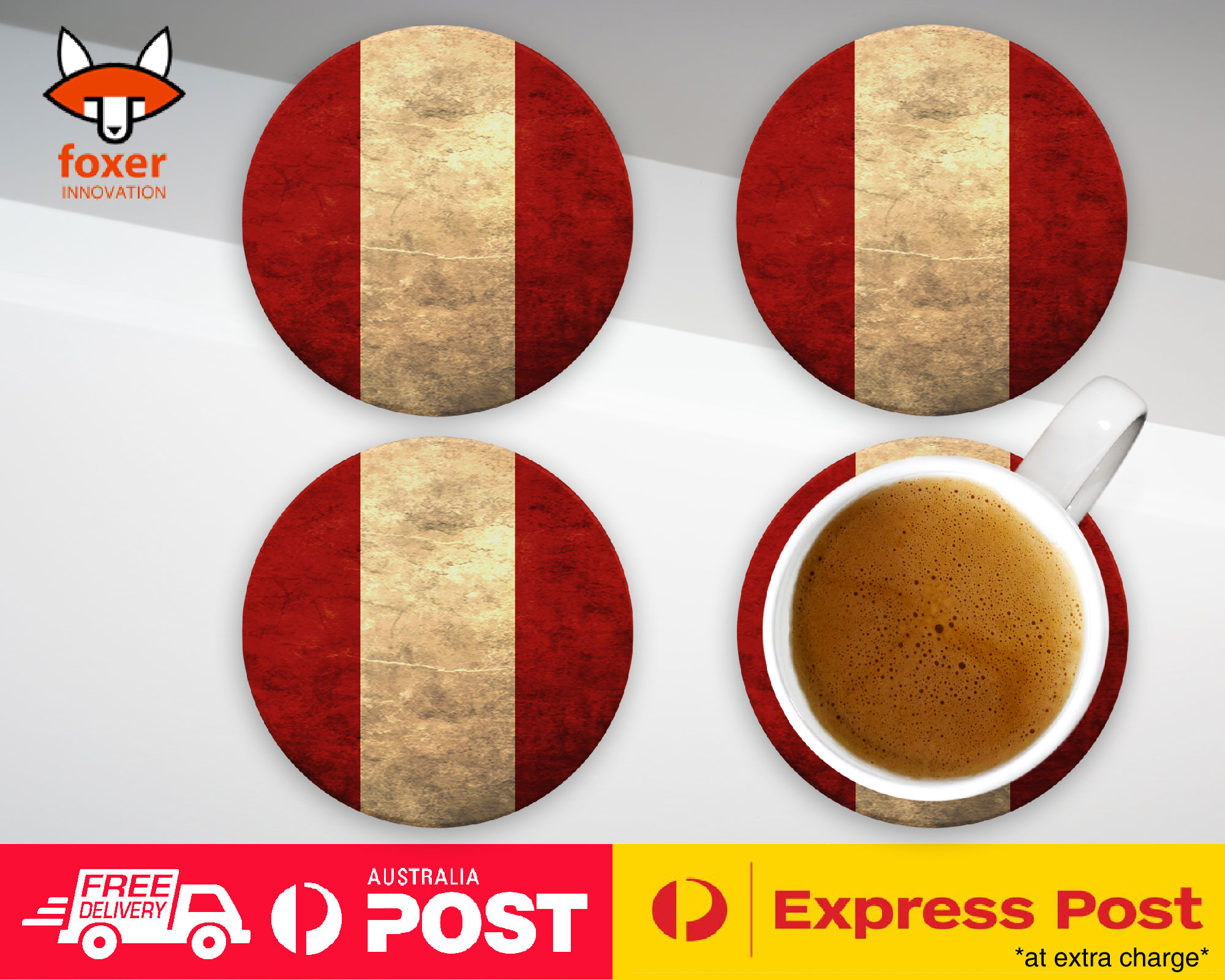 COASTER COFFEE DRINKING MAT|PERU COUNTRY FLAG 120