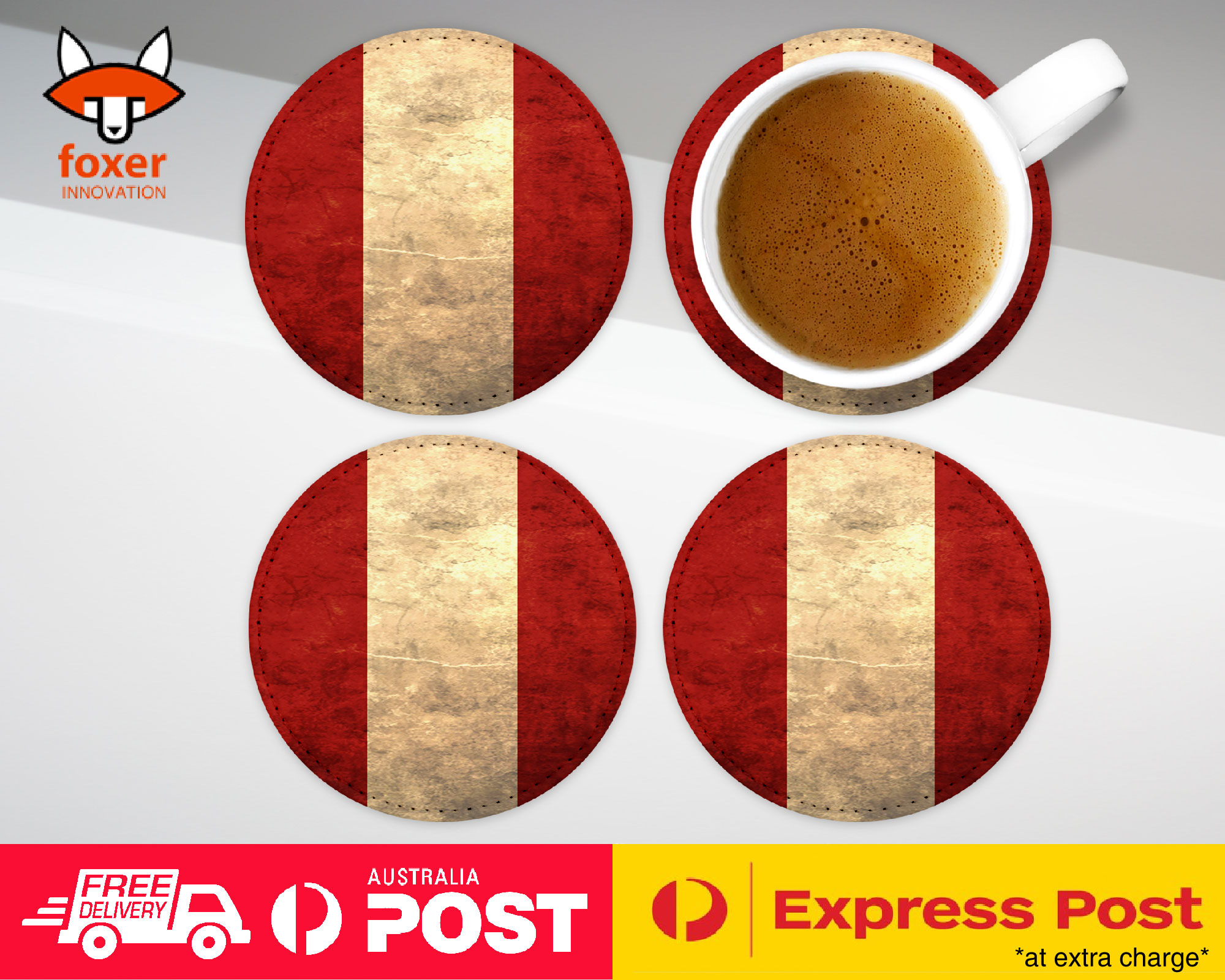 COASTER COFFEE DRINKING MAT|PERU COUNTRY FLAG 120