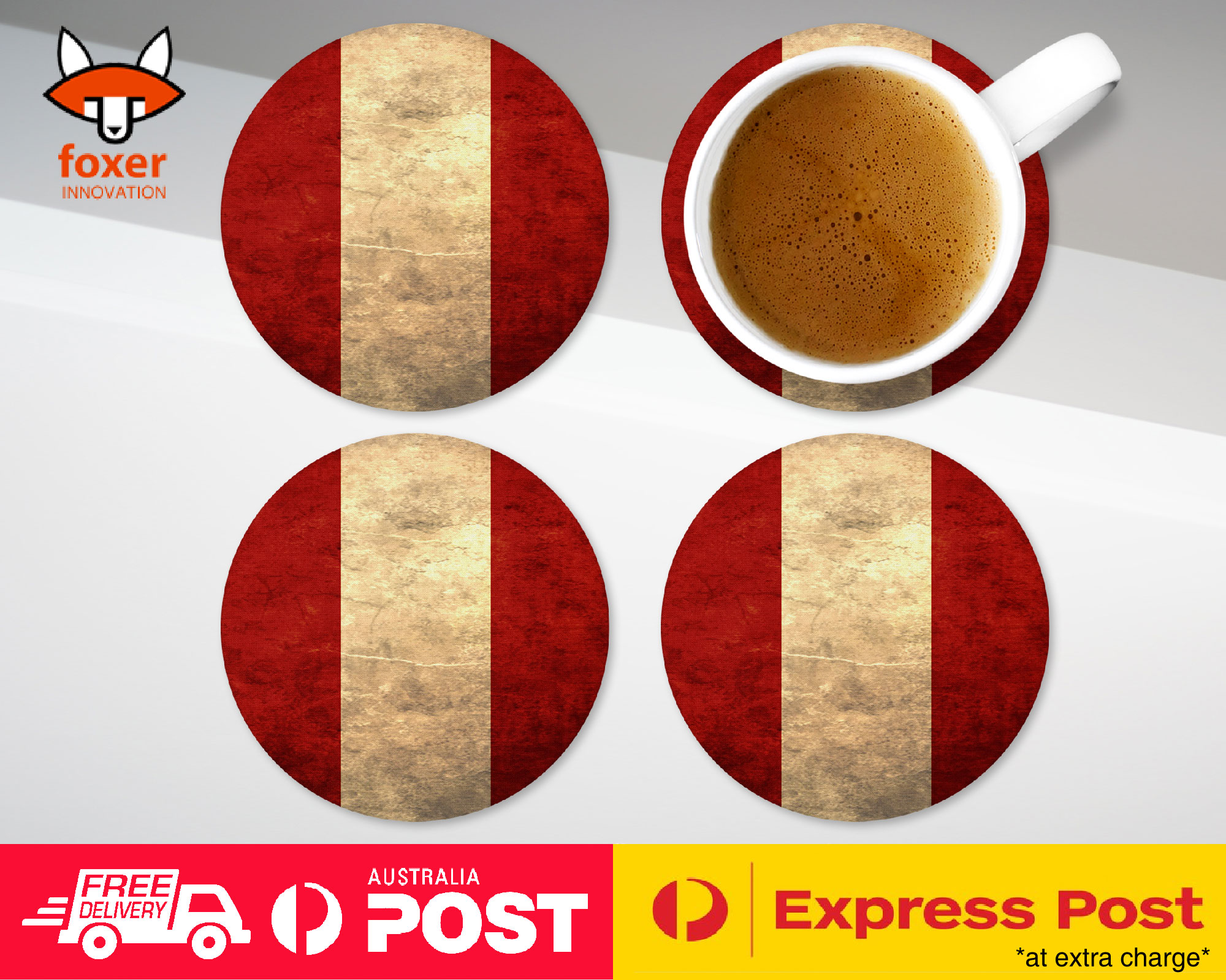 COASTER COFFEE DRINKING MAT|PERU COUNTRY FLAG 120