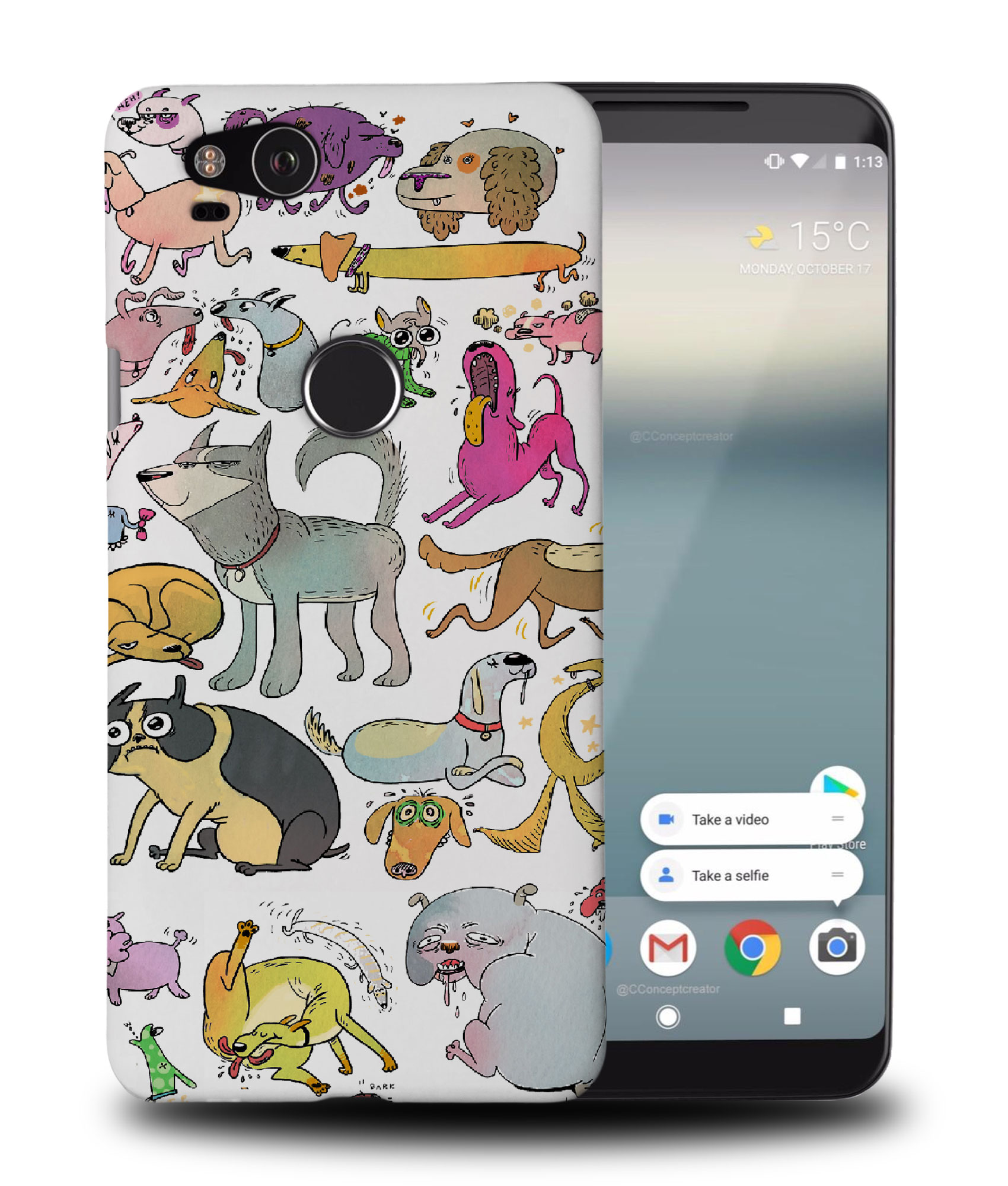 CASE COVER FOR GOOGLE PIXEL|CUTE DOG PUPPY COLLAGE DRAWING - Picture 9 of 11