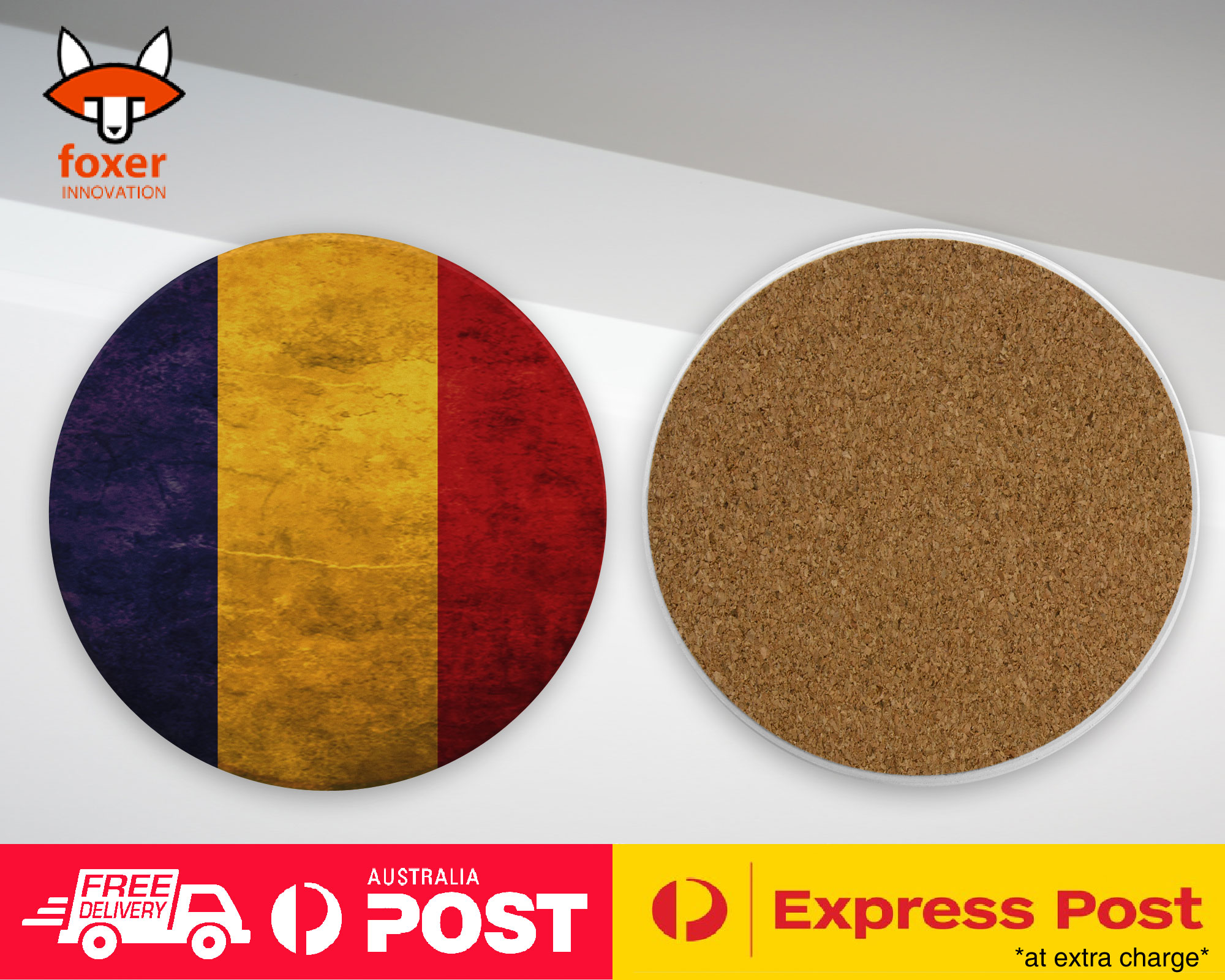 COASTER COFFEE DRINKING MAT|ROMANIA COUNTRY FLAG 125